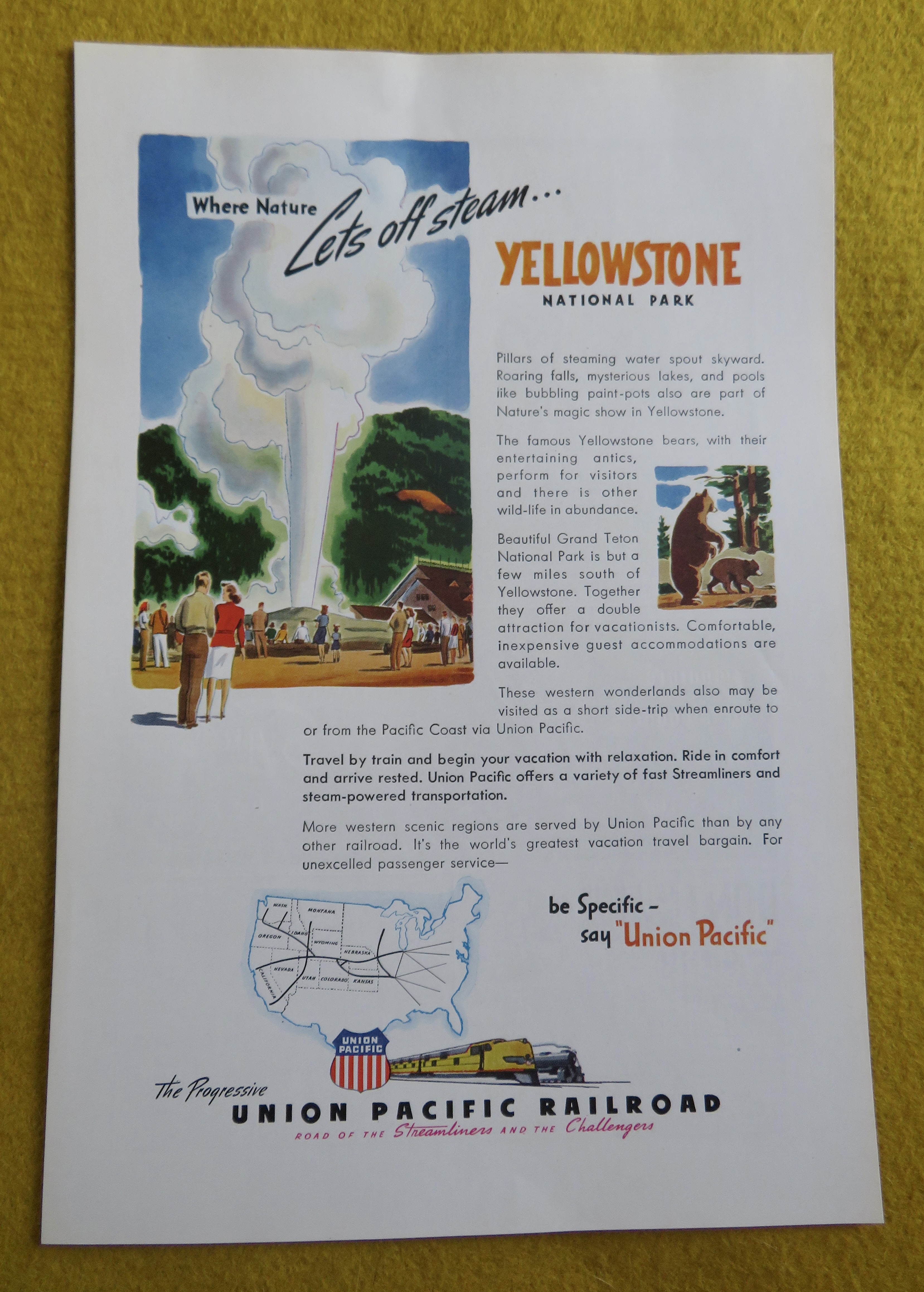 1946 Union Pacific Railroad with Yellowstone Park