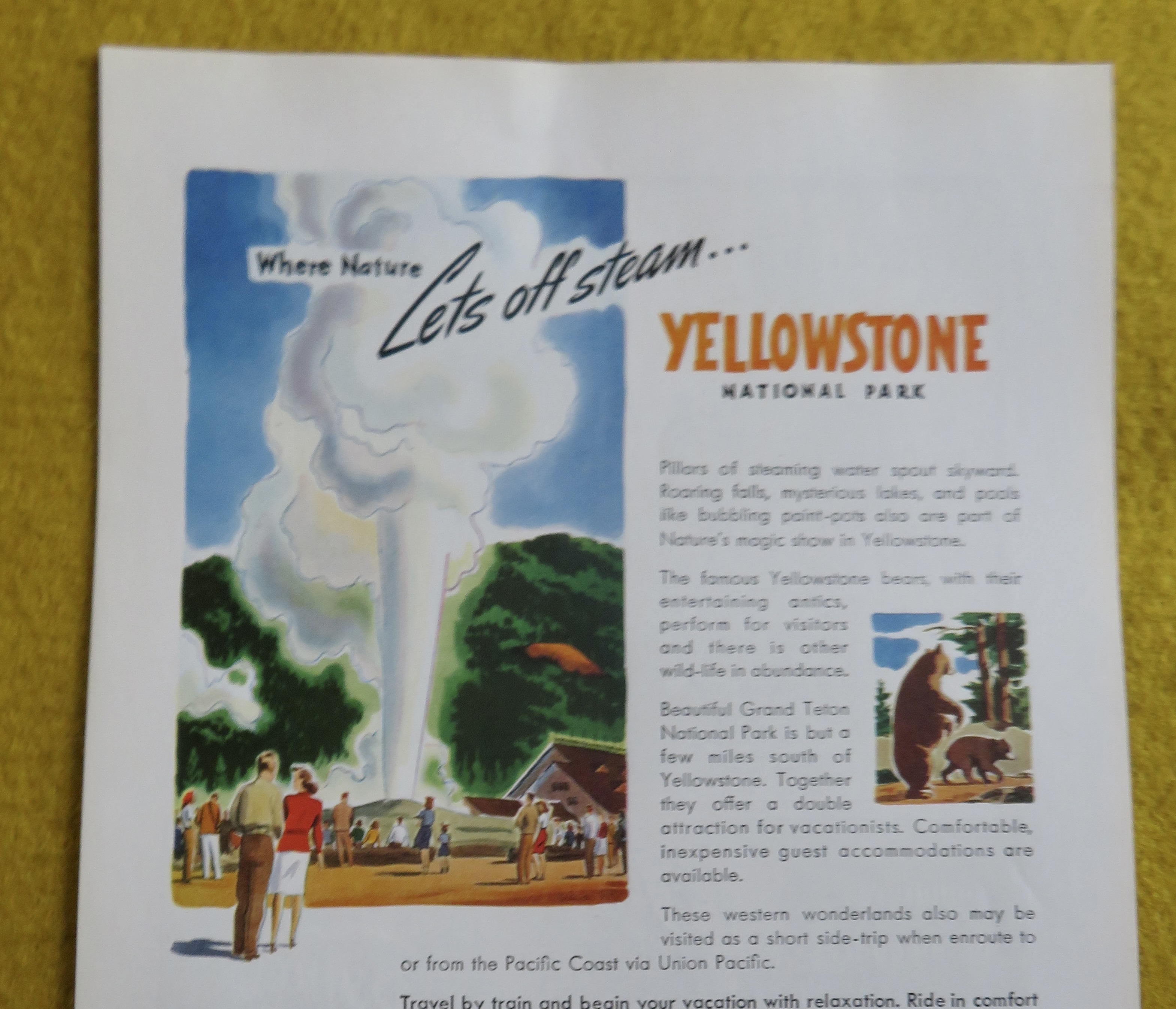 1946 Union Pacific Railroad with Yellowstone Park