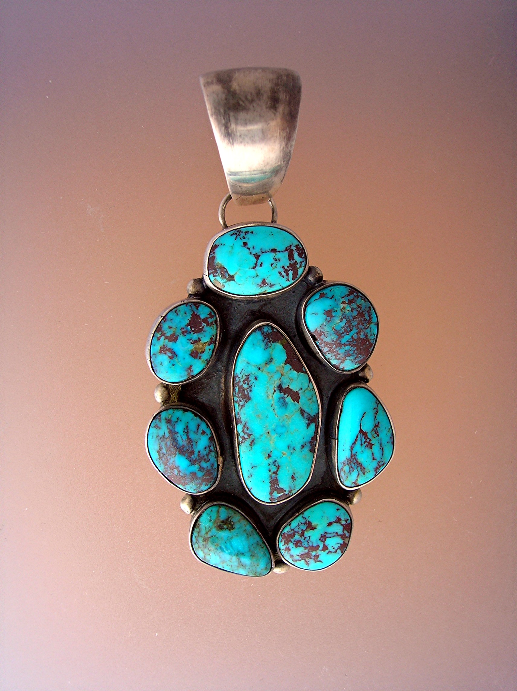 Pendant Sterling Silver Turquoise Signed M. Hildreth