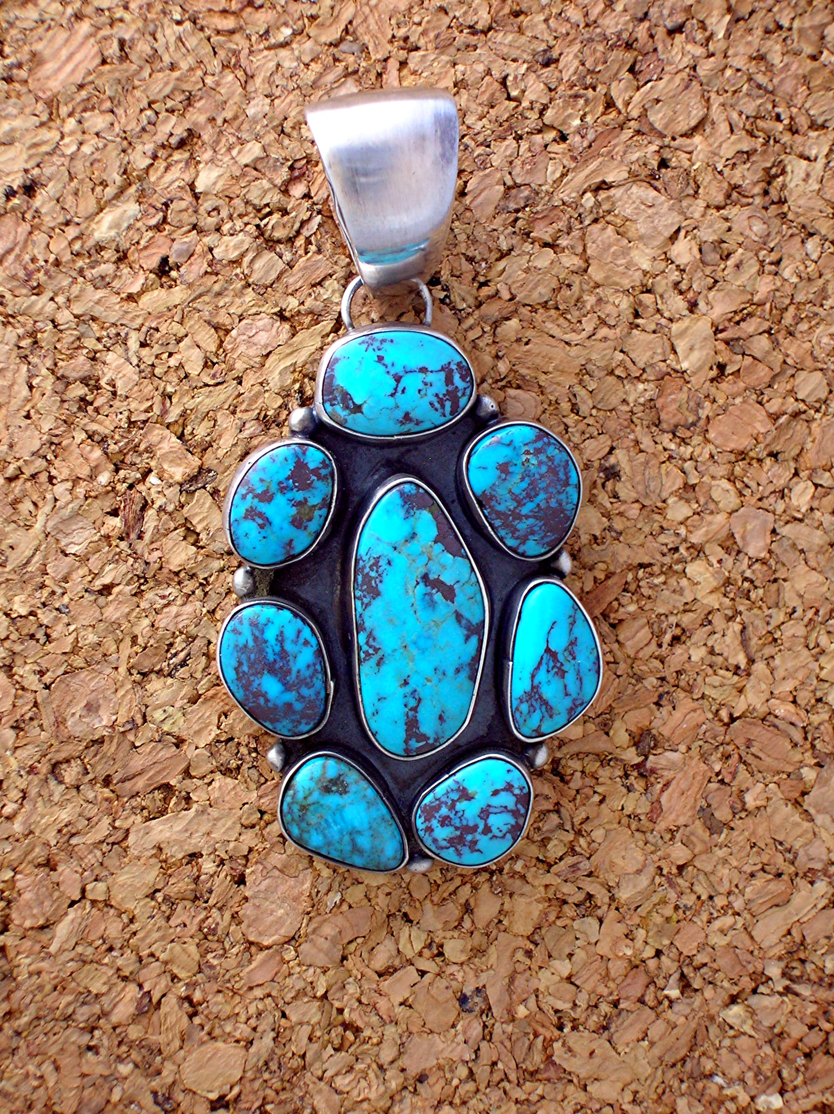 Pendant Sterling Silver Turquoise Signed M. Hildreth