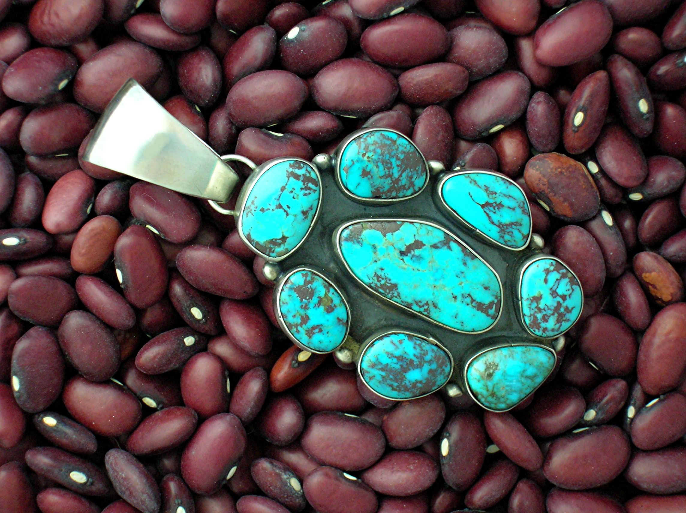 Pendant Sterling Silver Turquoise Signed M. Hildreth