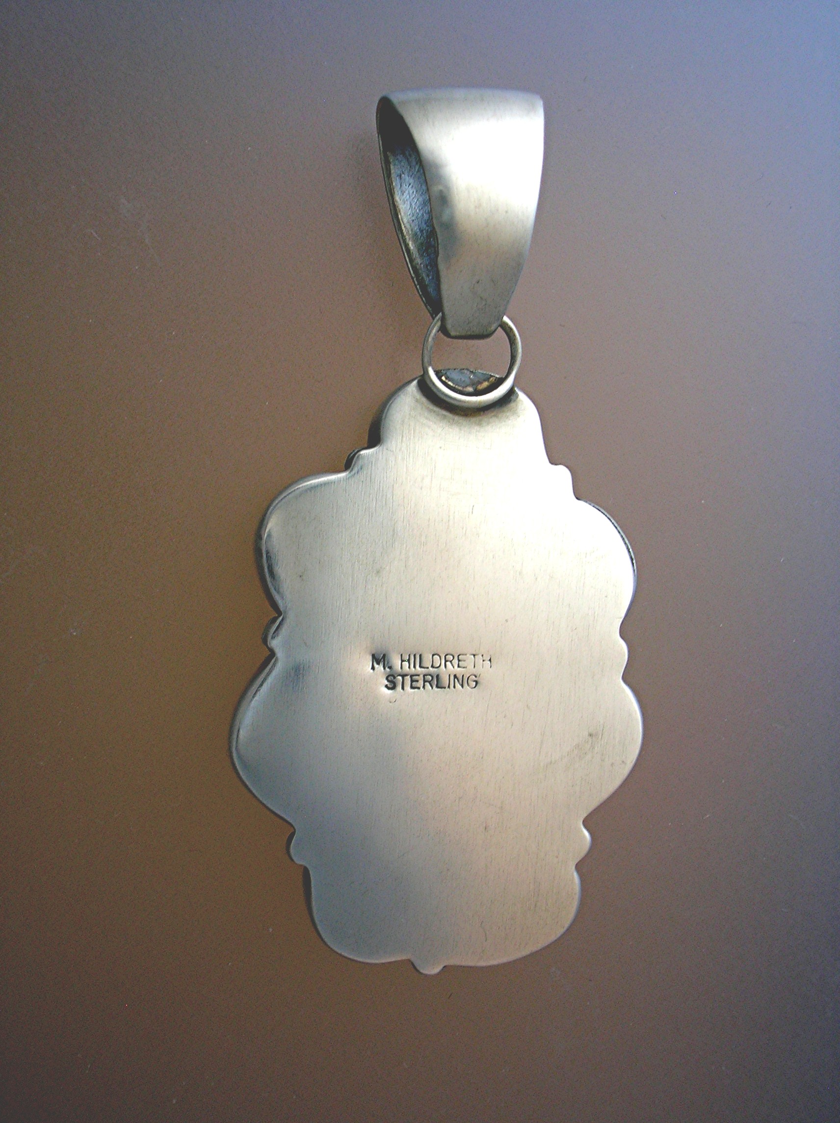 Pendant Sterling Silver Turquoise Signed M. Hildreth