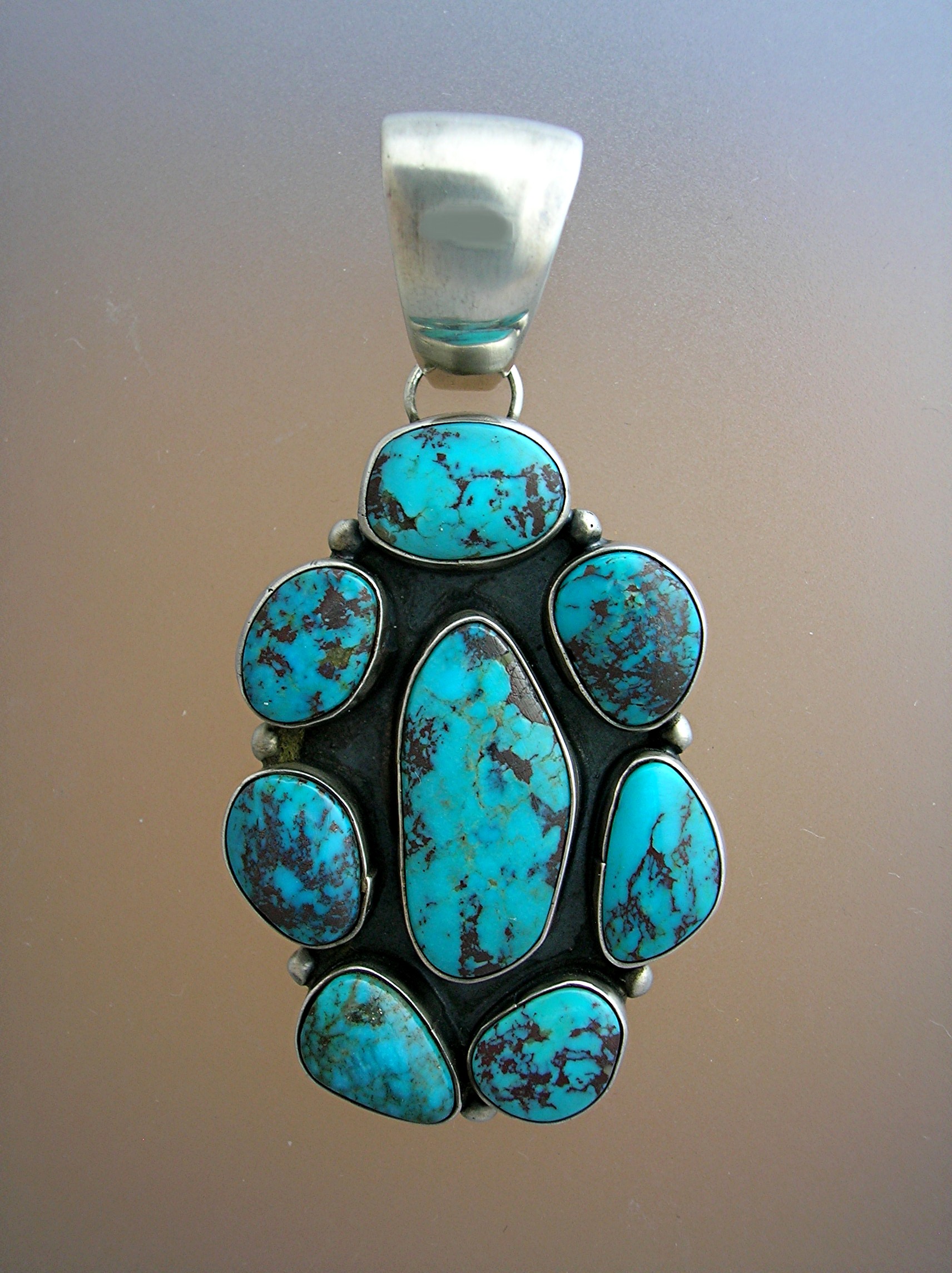 Pendant Sterling Silver Turquoise Signed M. Hildreth