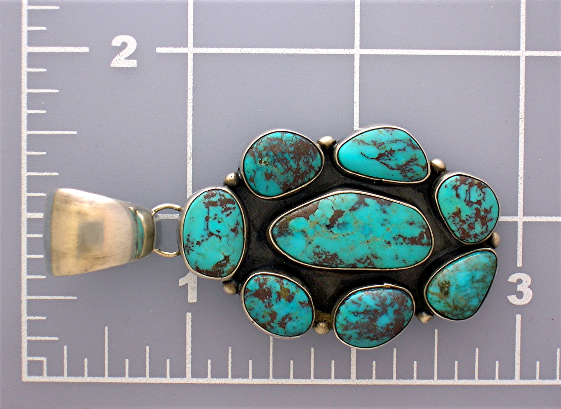 Pendant Sterling Silver Turquoise Signed M. Hildreth