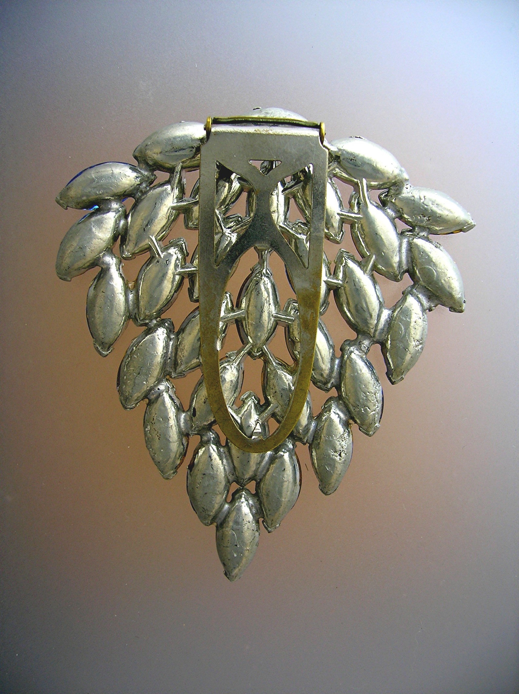 Dress Clip Sapphire  Blue Marquise Glass
