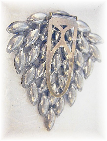 Dress Clip Sapphire  Blue Marquise Glass