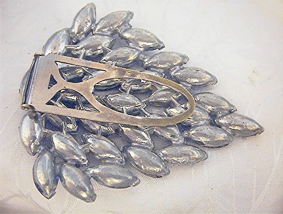 Dress Clip Sapphire  Blue Marquise Glass