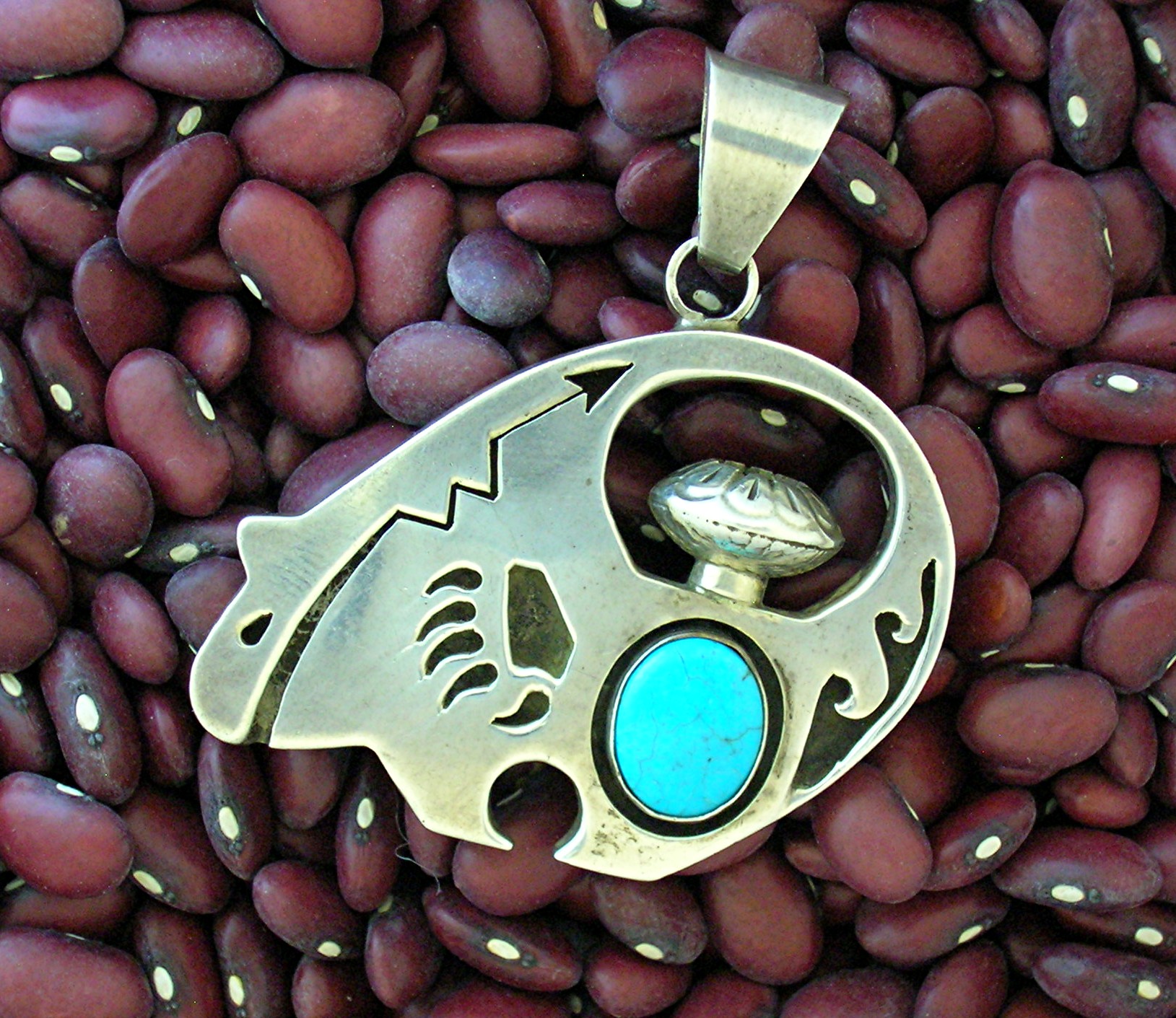 Sterling Silver Turquoise Bear Pendant