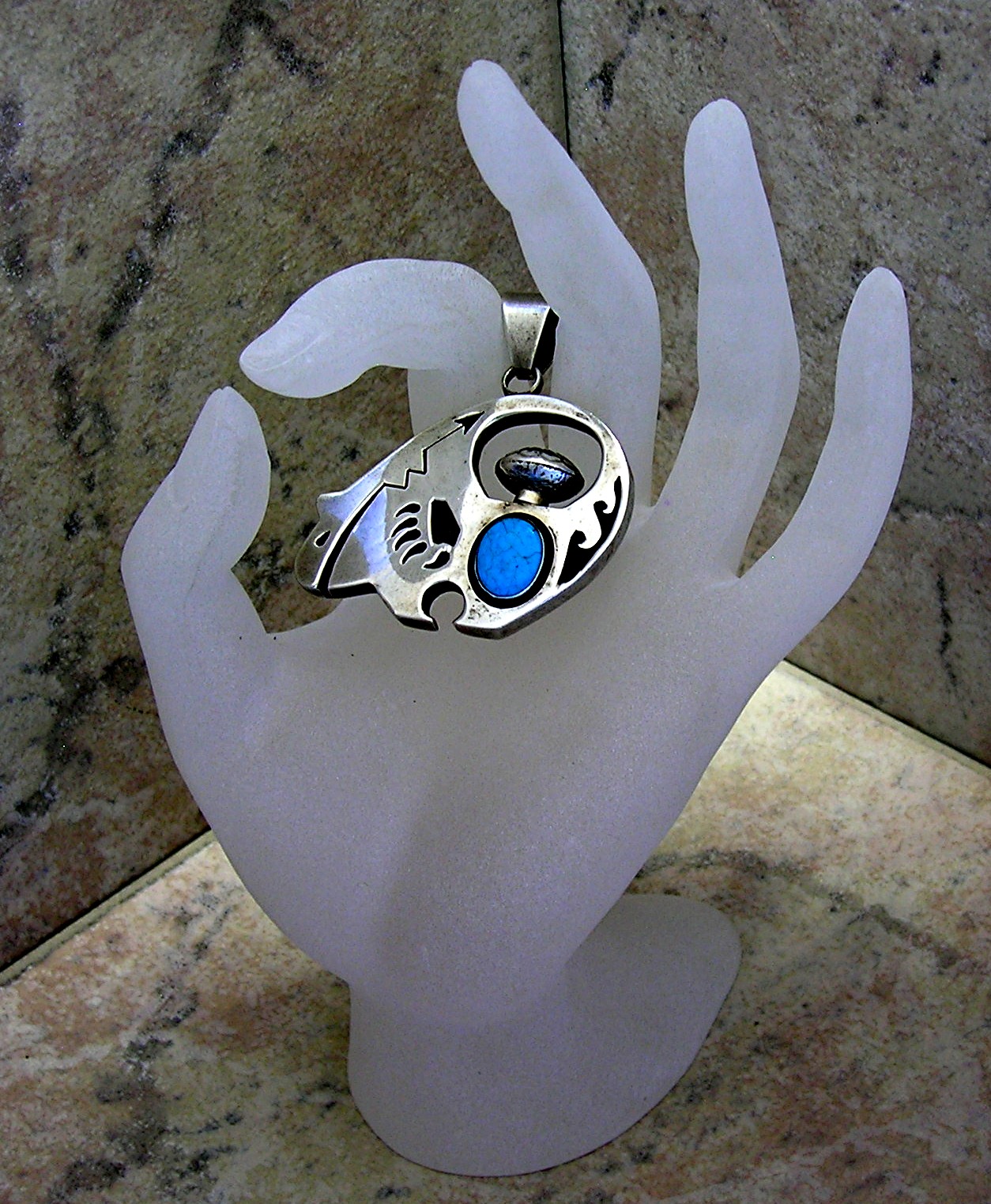 Sterling Silver Turquoise Bear Pendant