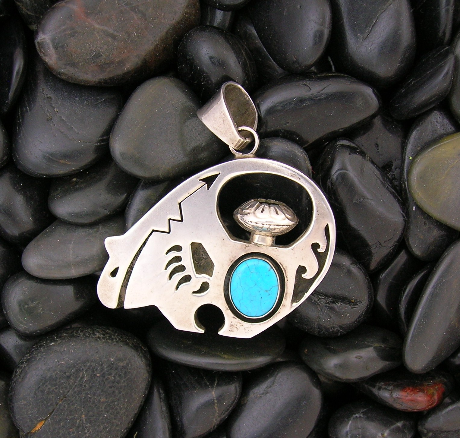 Sterling Silver Turquoise Bear Pendant