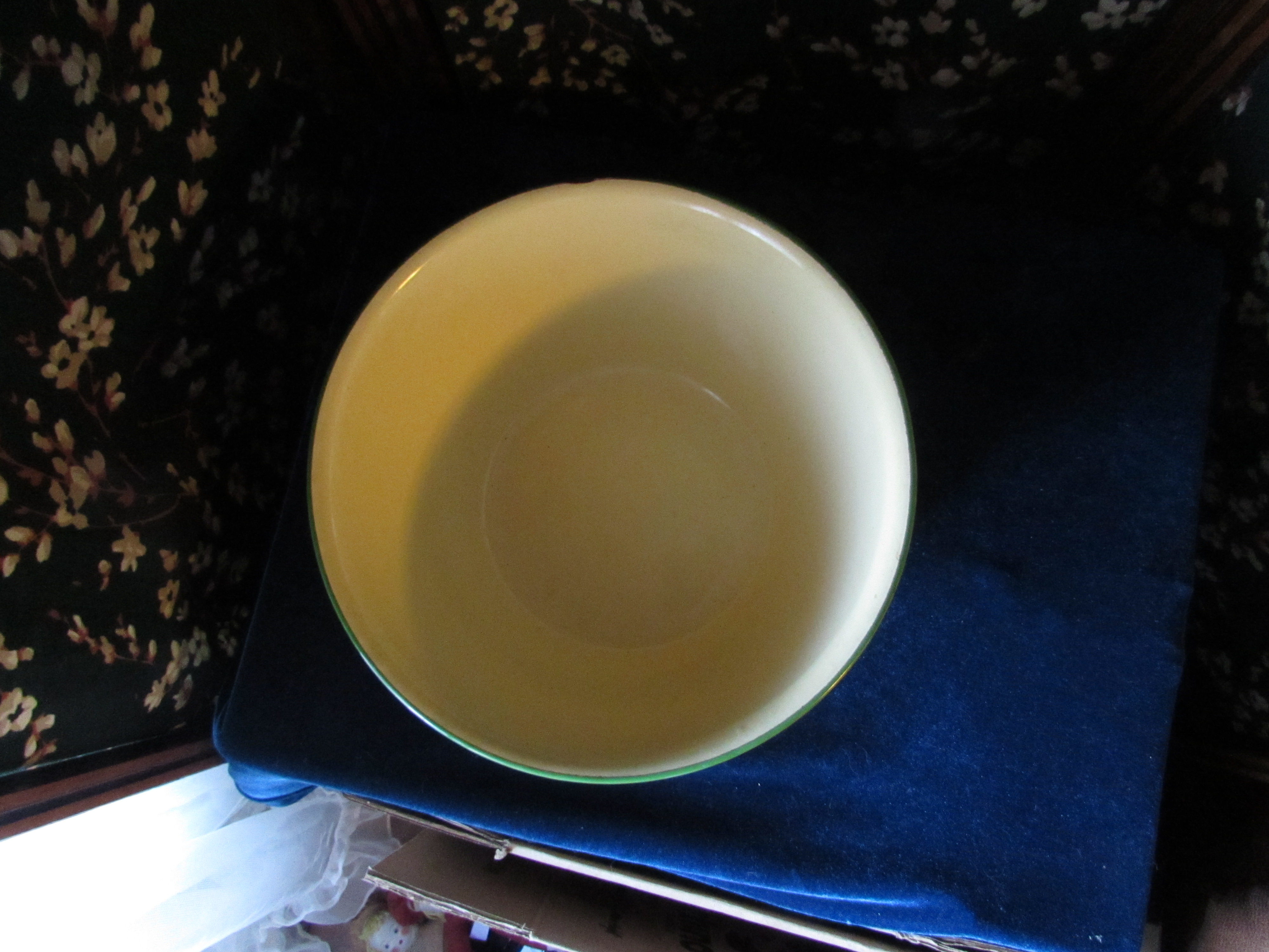 Yellow Enamelware Mixing Bowl grape painted motif
