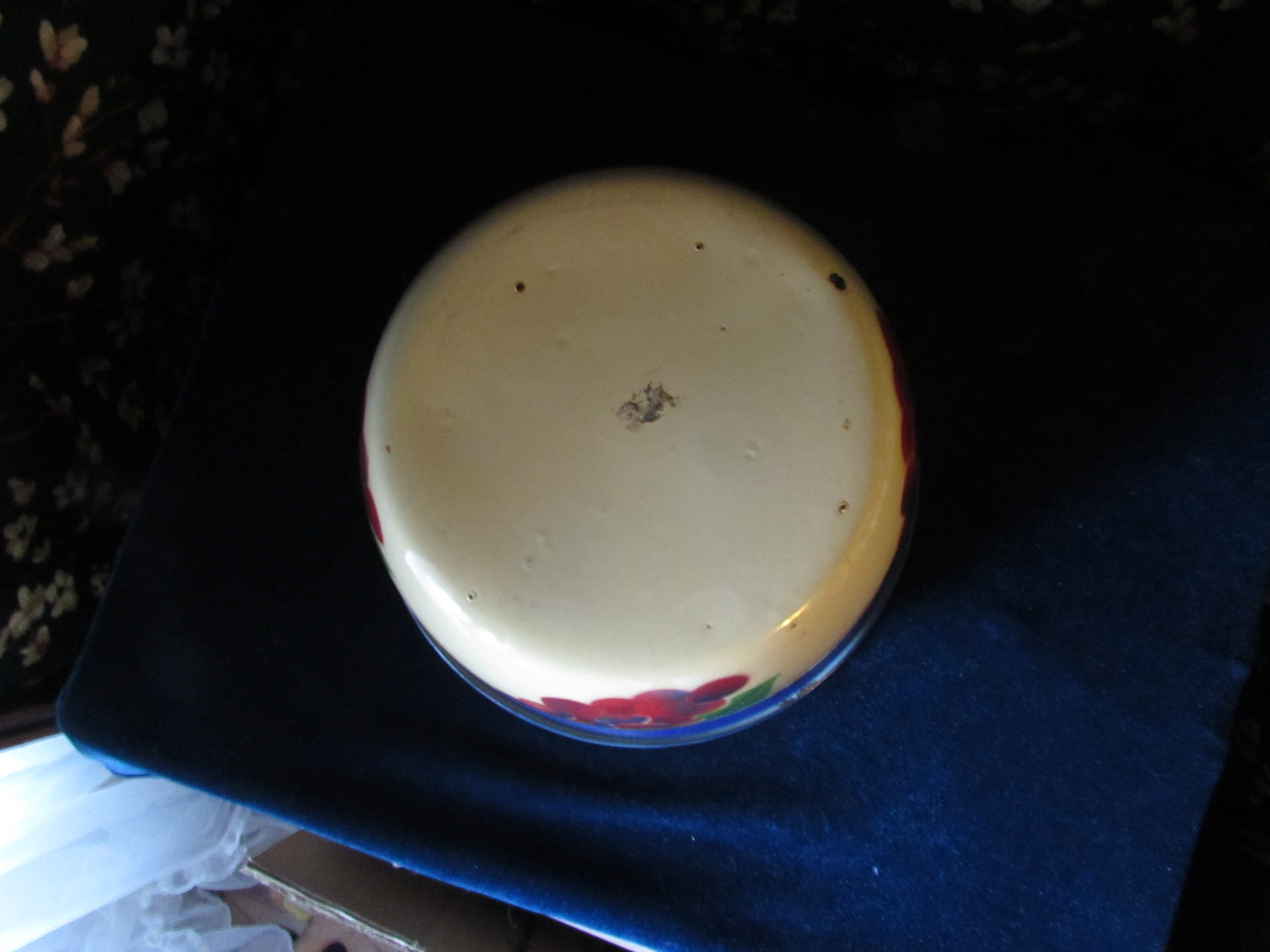 Yellow Enamelware Mixing Bowl grape painted motif