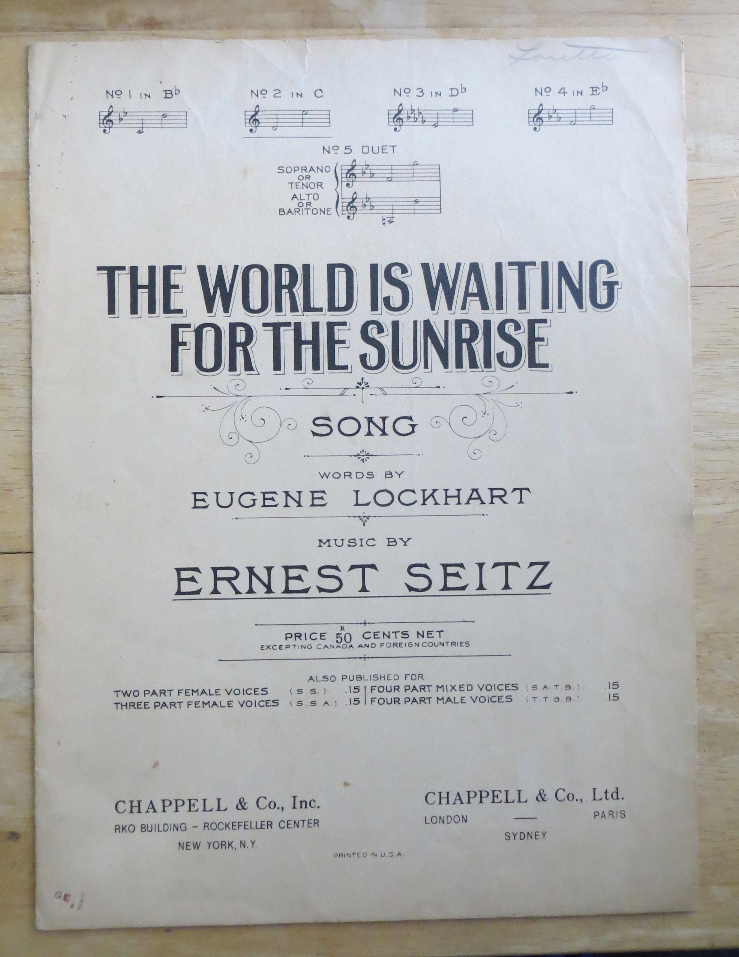 1919 The World Is Waiting For The Sunrise Sheet Music
