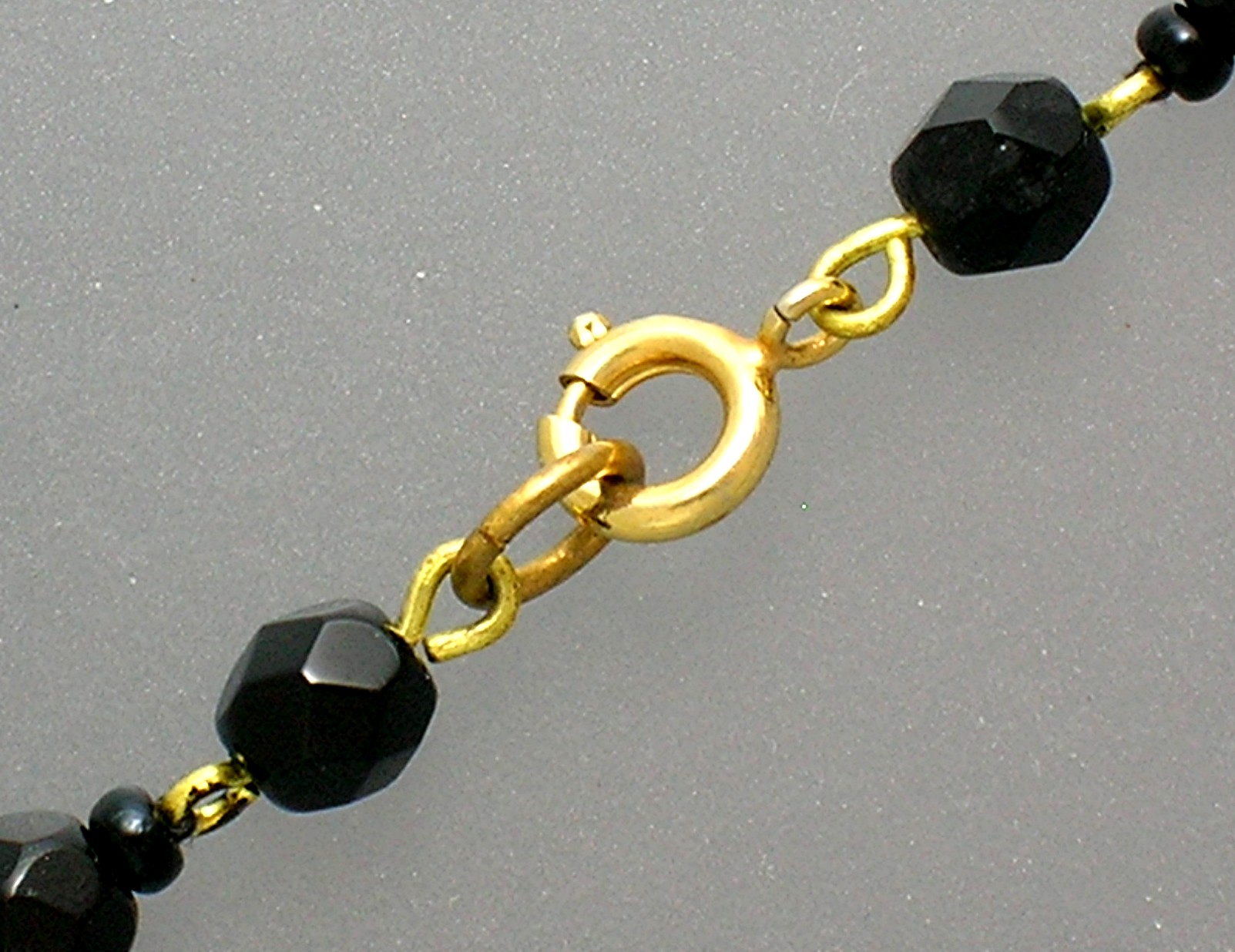 Black Faceted Glass Jet Bead Necklace