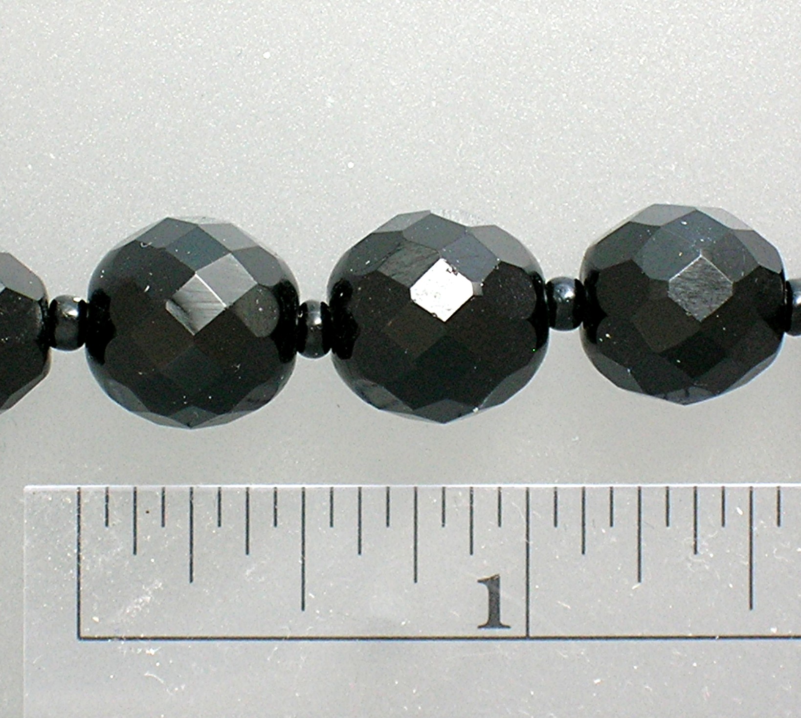 Black Faceted Glass Jet Bead Necklace