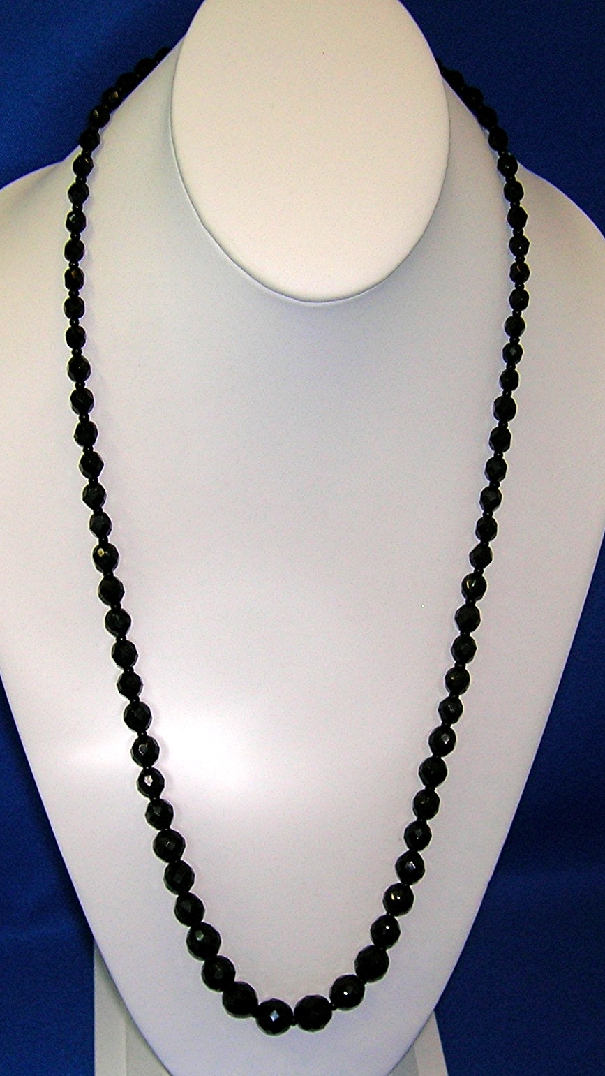 Black Faceted Glass Jet Bead Necklace