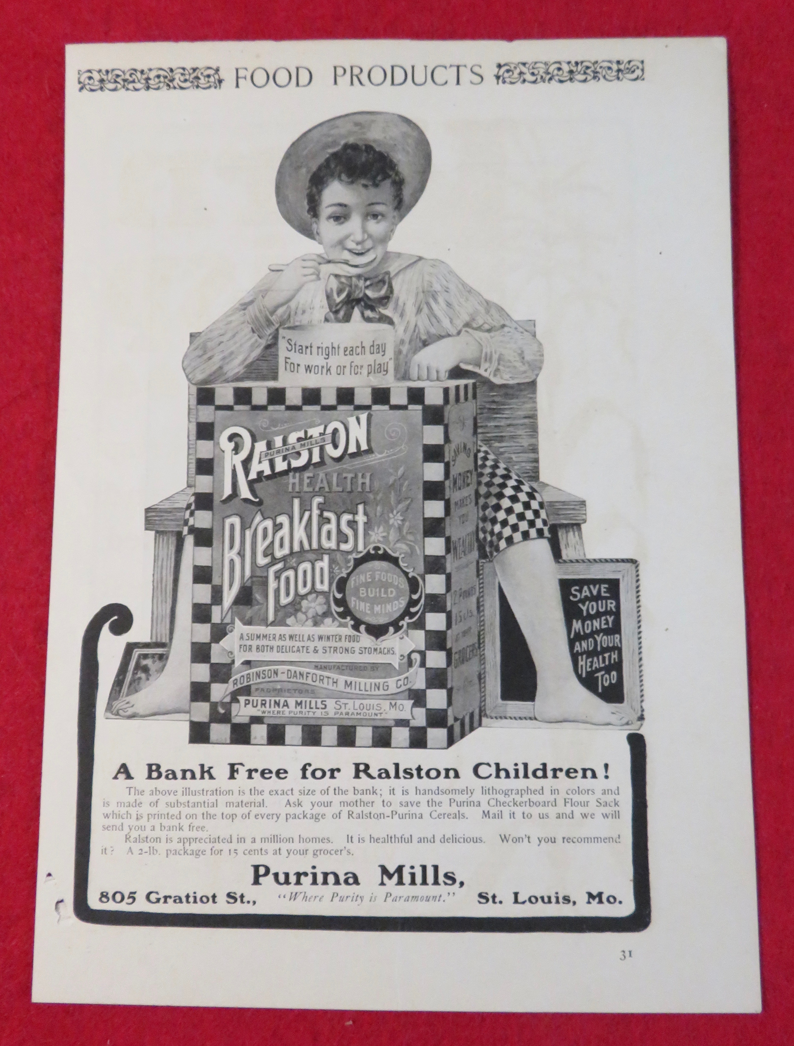 1902 Ralston Health Breakfast Food with Boy Eating