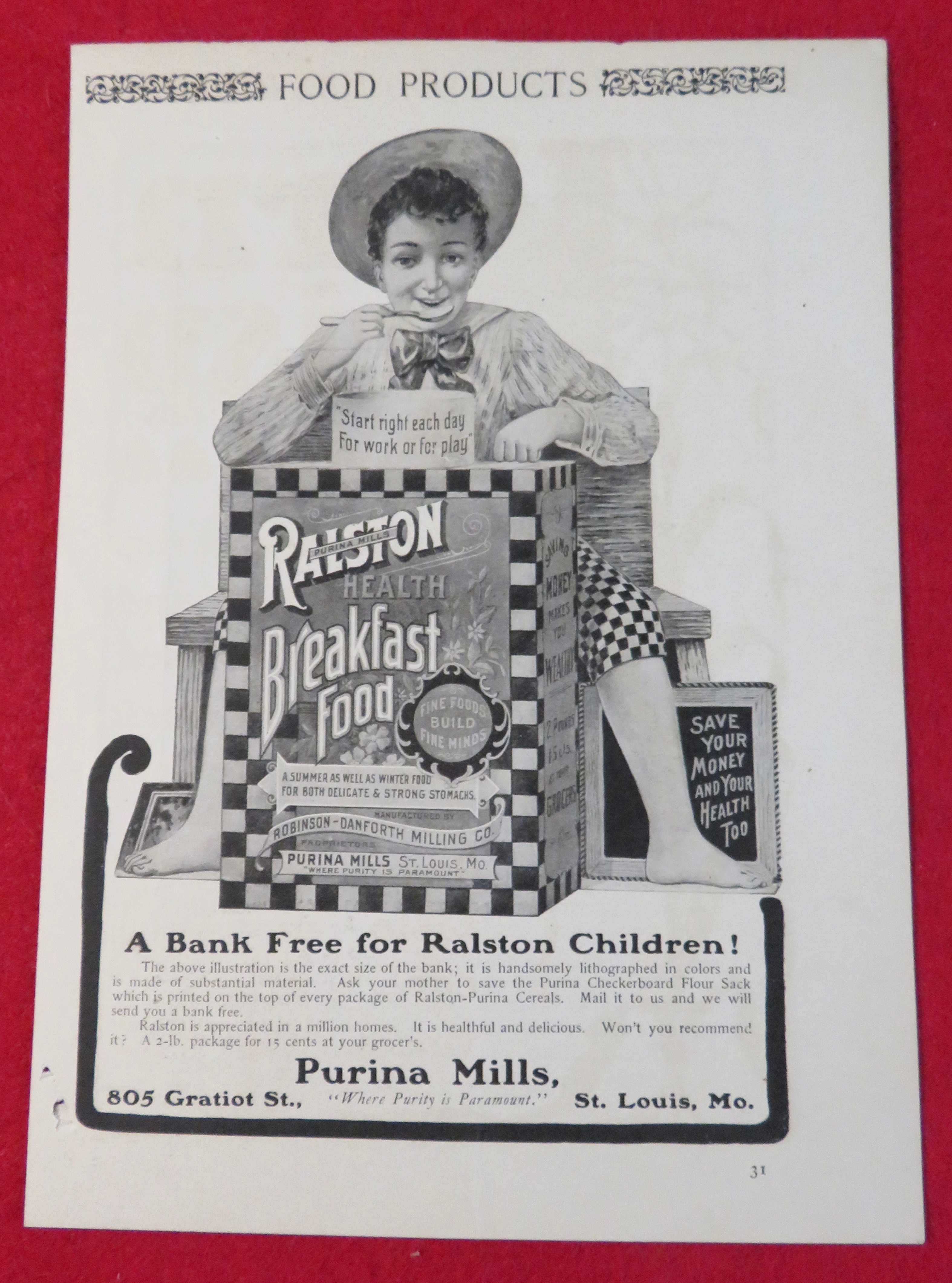 1902 Ralston Health Breakfast Food with Boy Eating