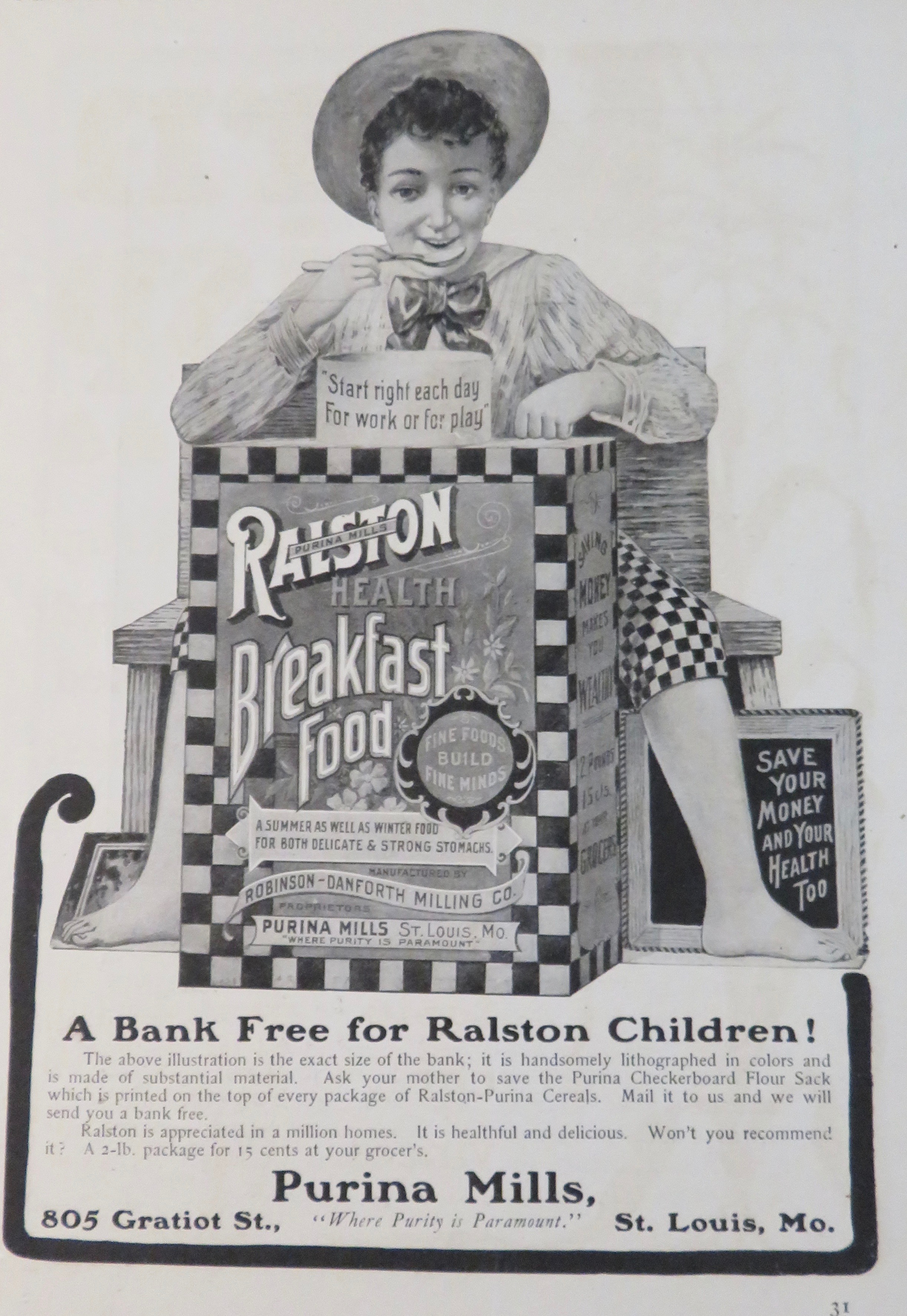 1902 Ralston Health Breakfast Food with Boy Eating