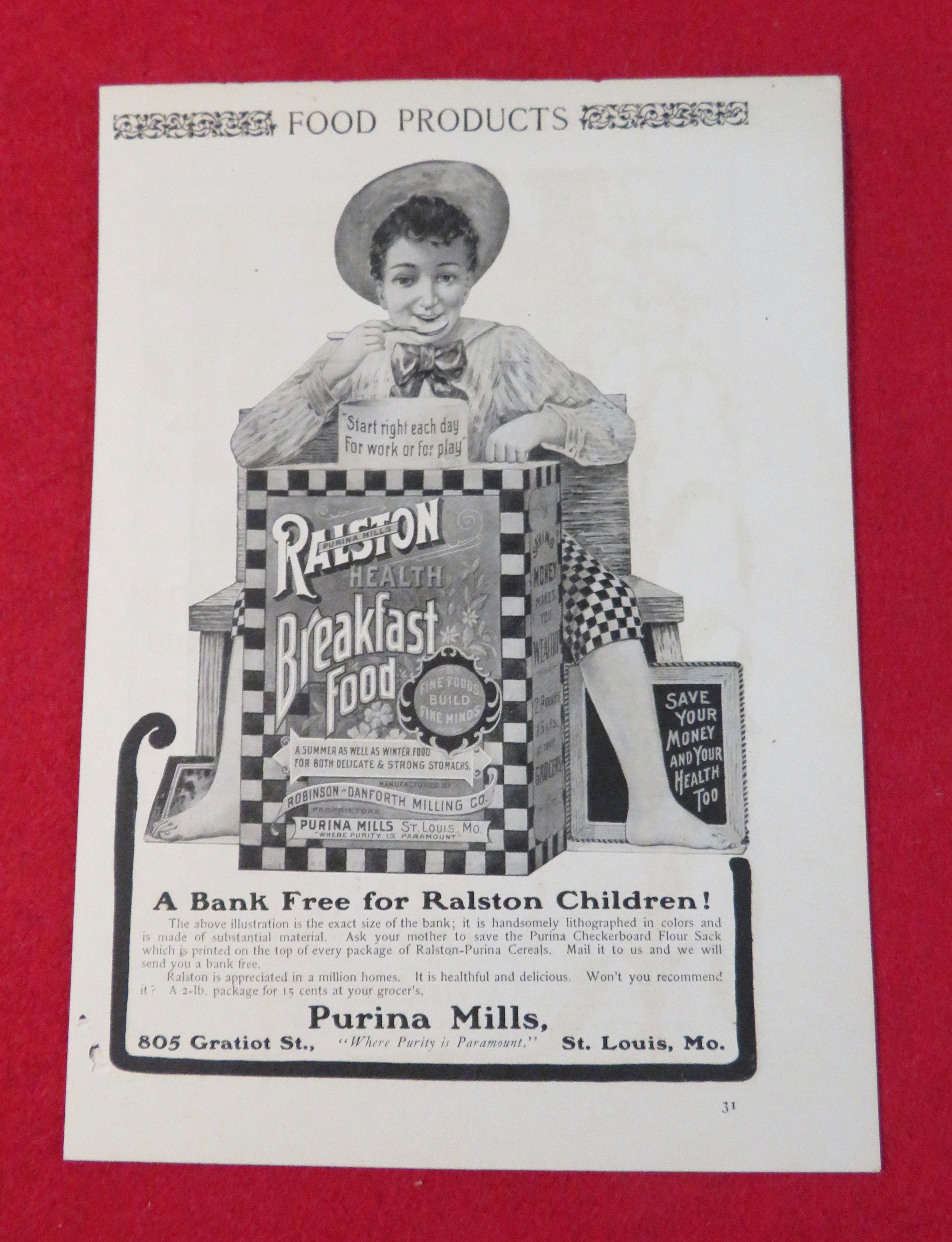 1902 Ralston Health Breakfast Food with Boy Eating