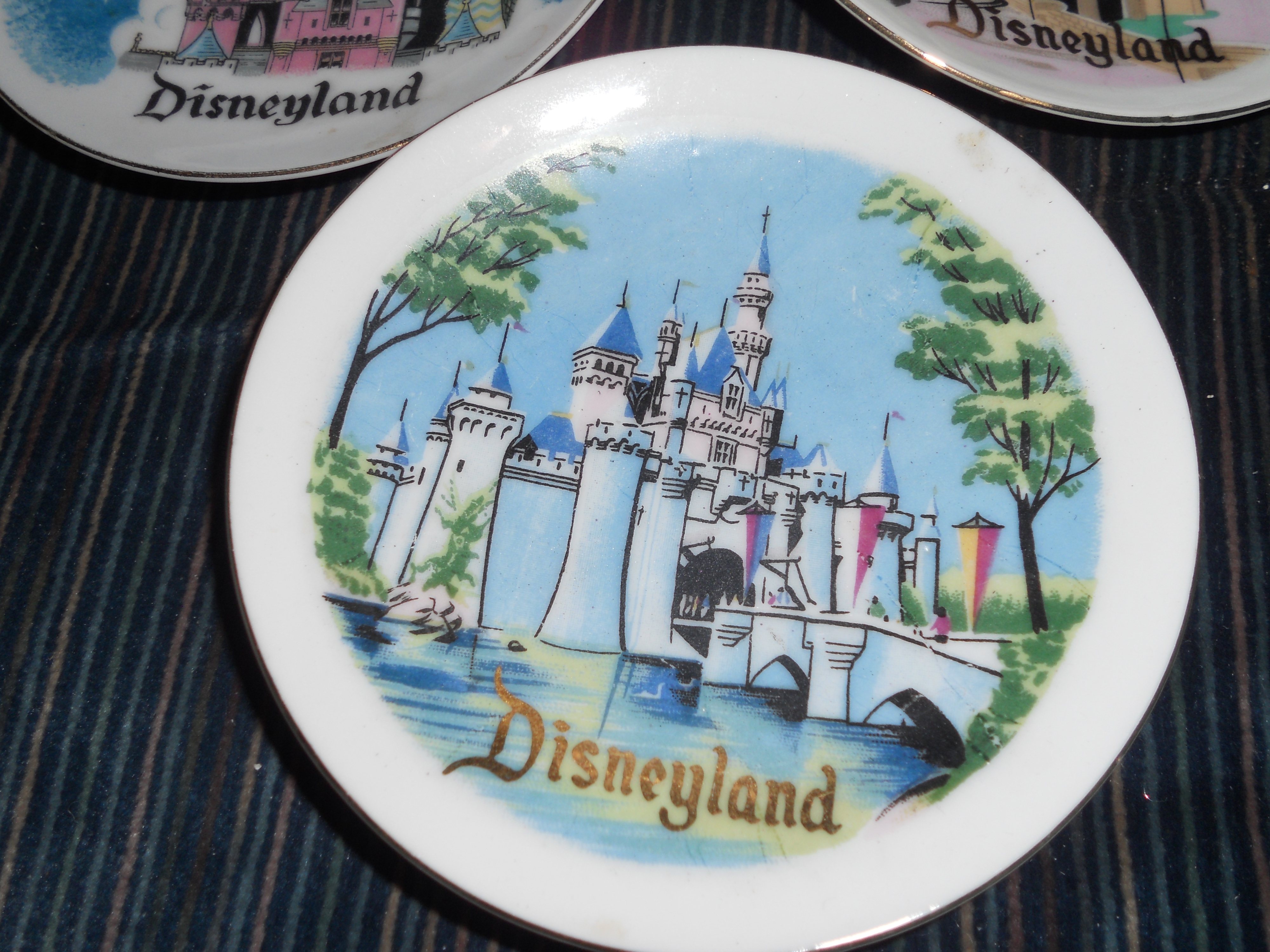 Disneyland Disney Castle Souvenir Plate trio