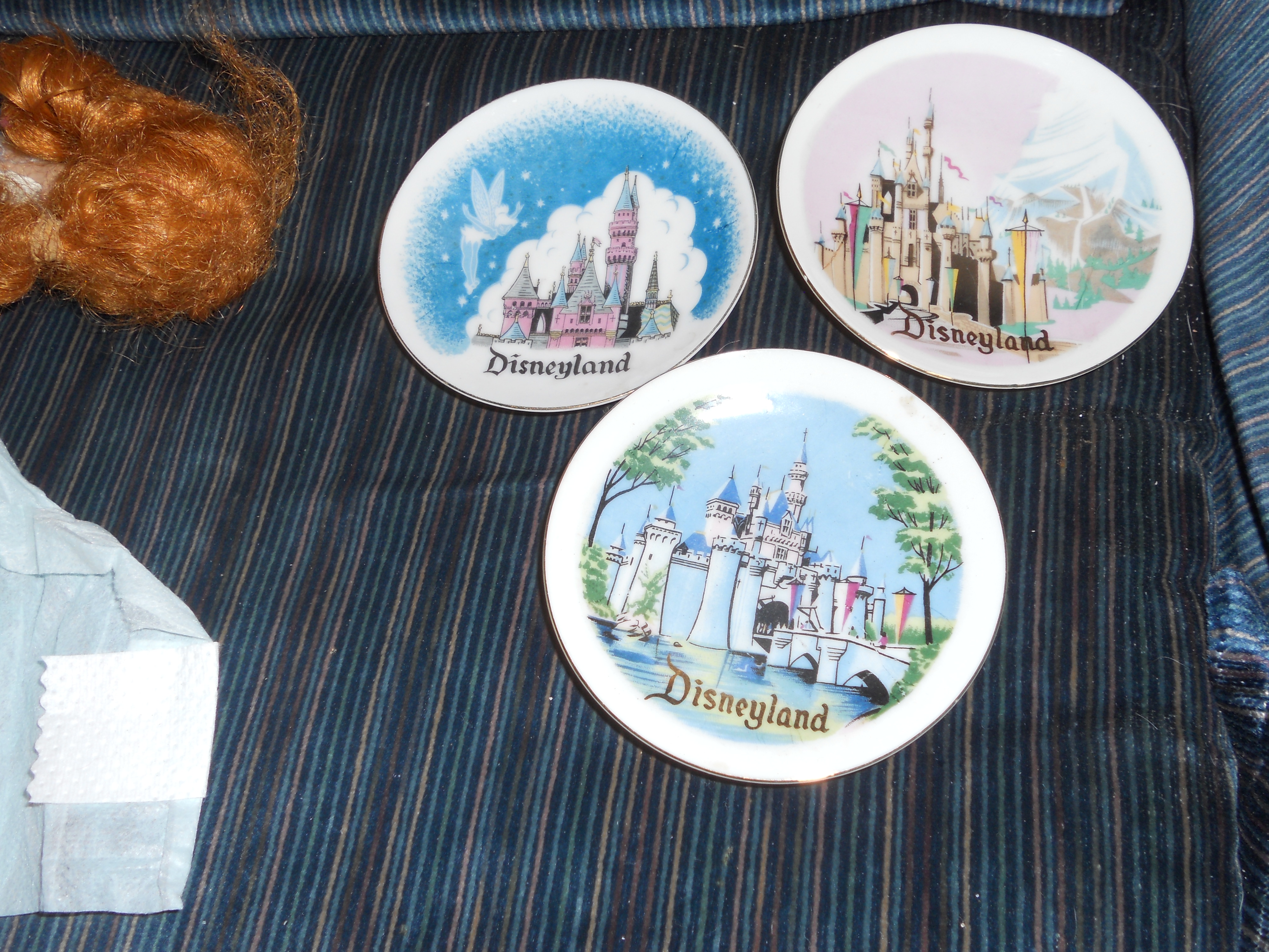 Disneyland Disney Castle Souvenir Plate trio