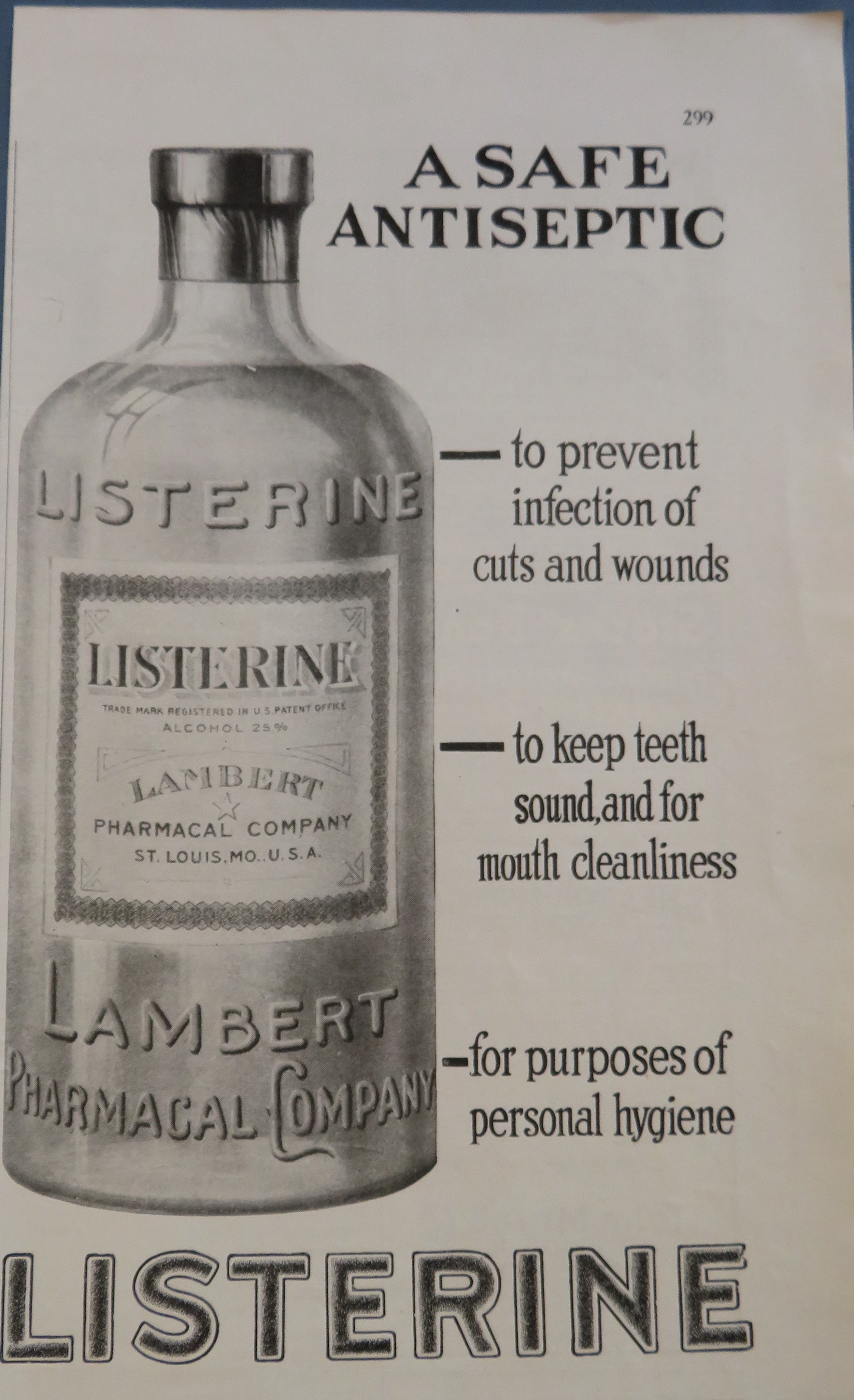 1916 Listerine Antiseptic with Bottle of Listerine