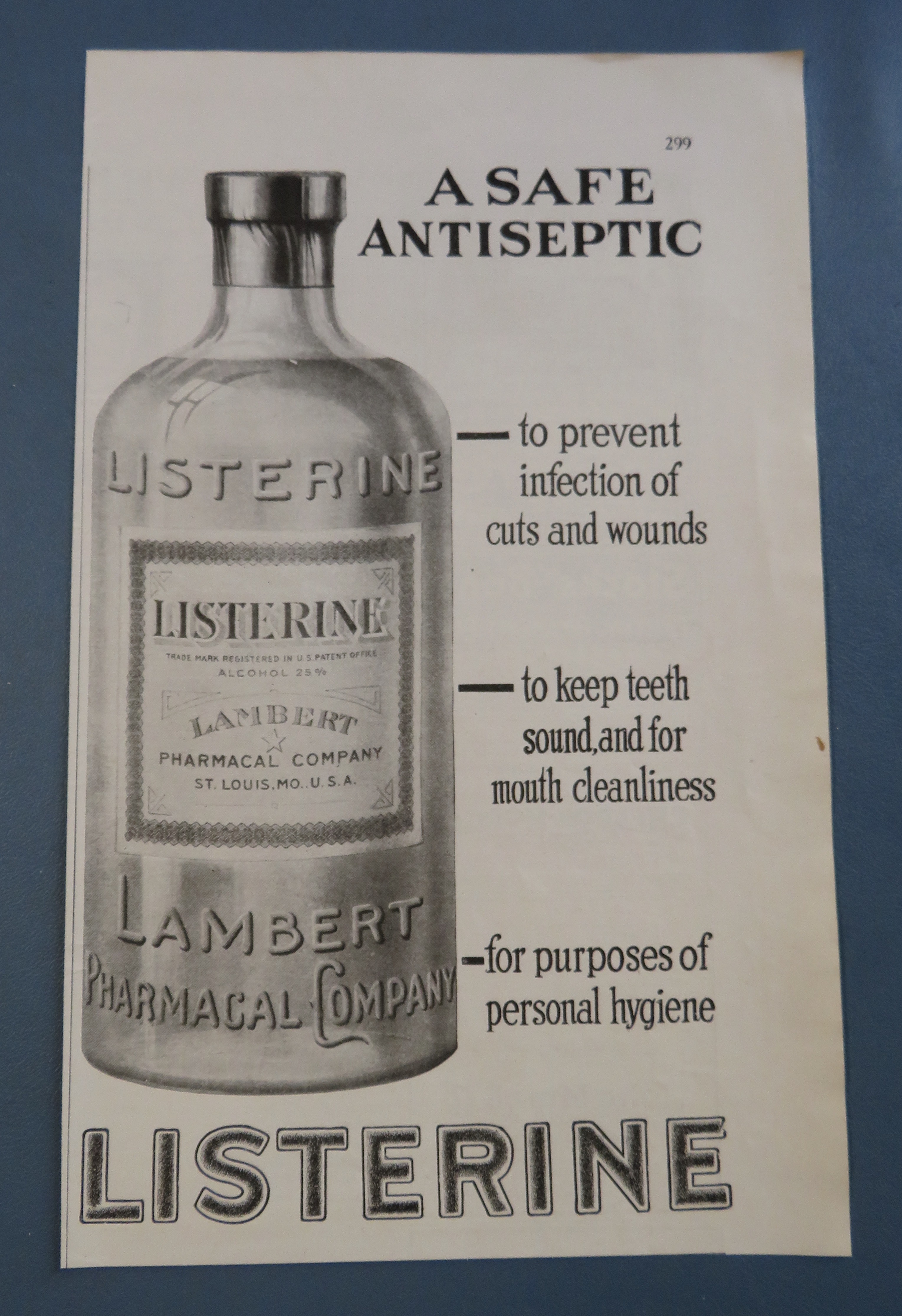 1916 Listerine Antiseptic with Bottle of Listerine
