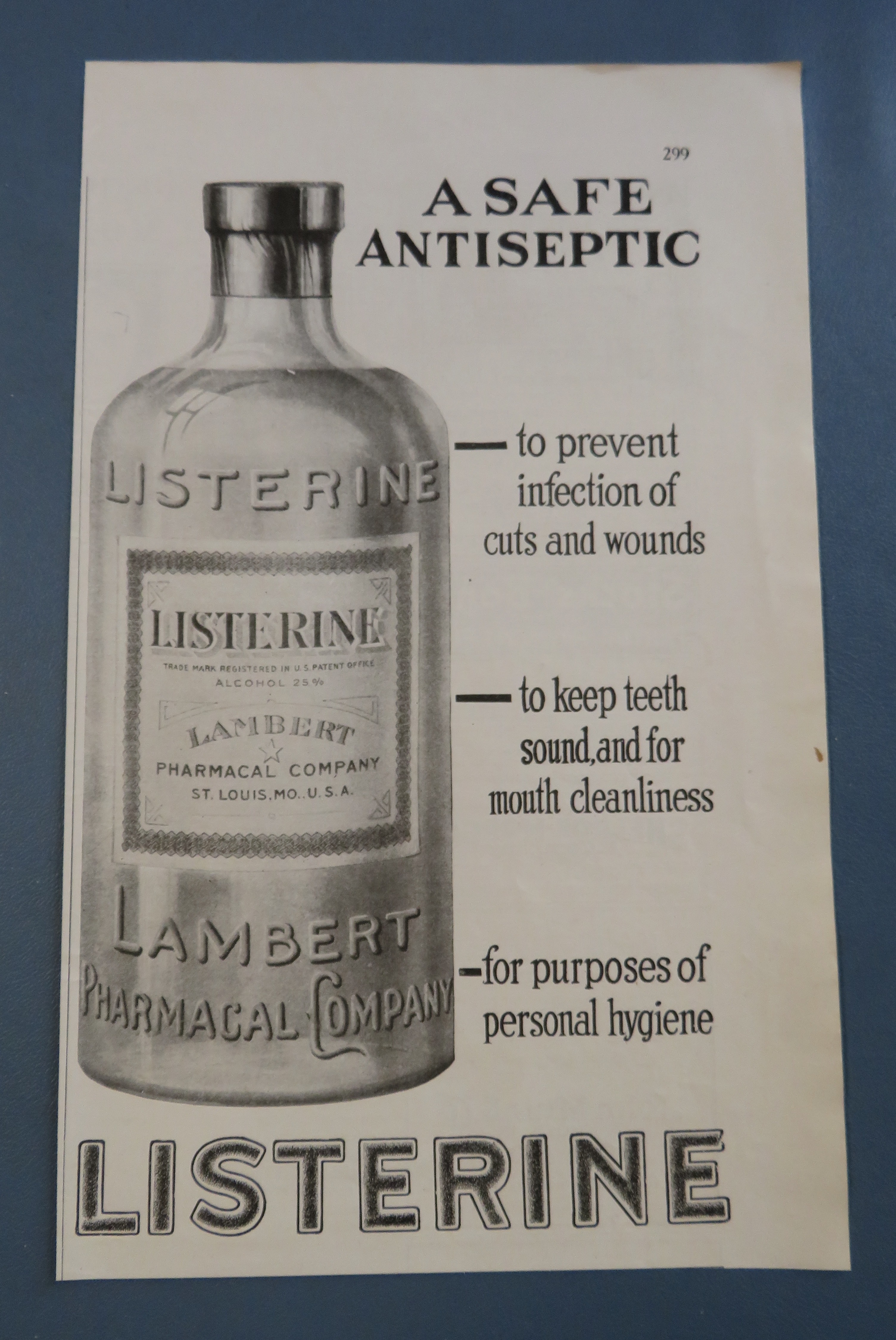 1916 Listerine Antiseptic with Bottle of Listerine