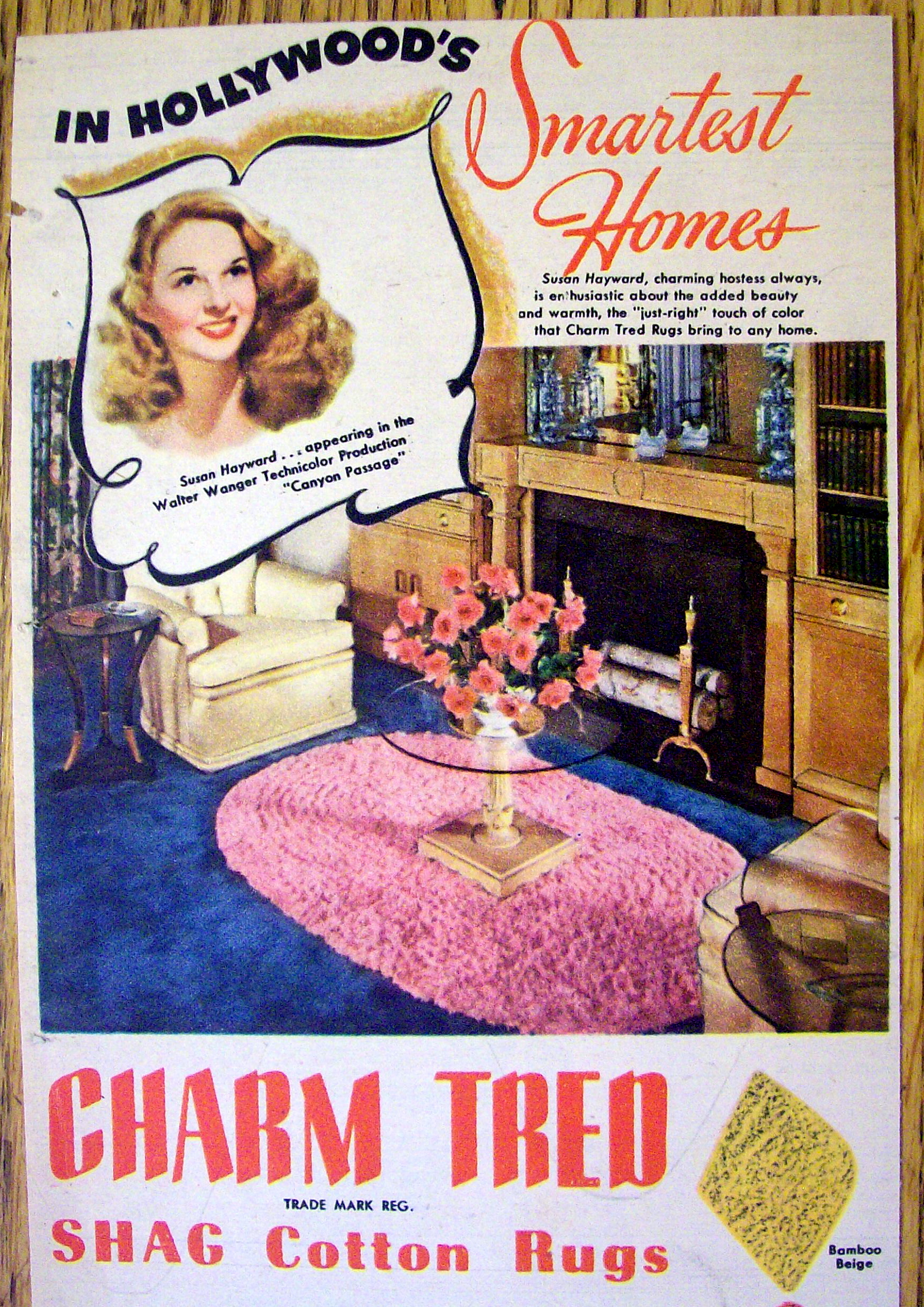 1946 Charm Tred Shag Rugs with Susan Hayward