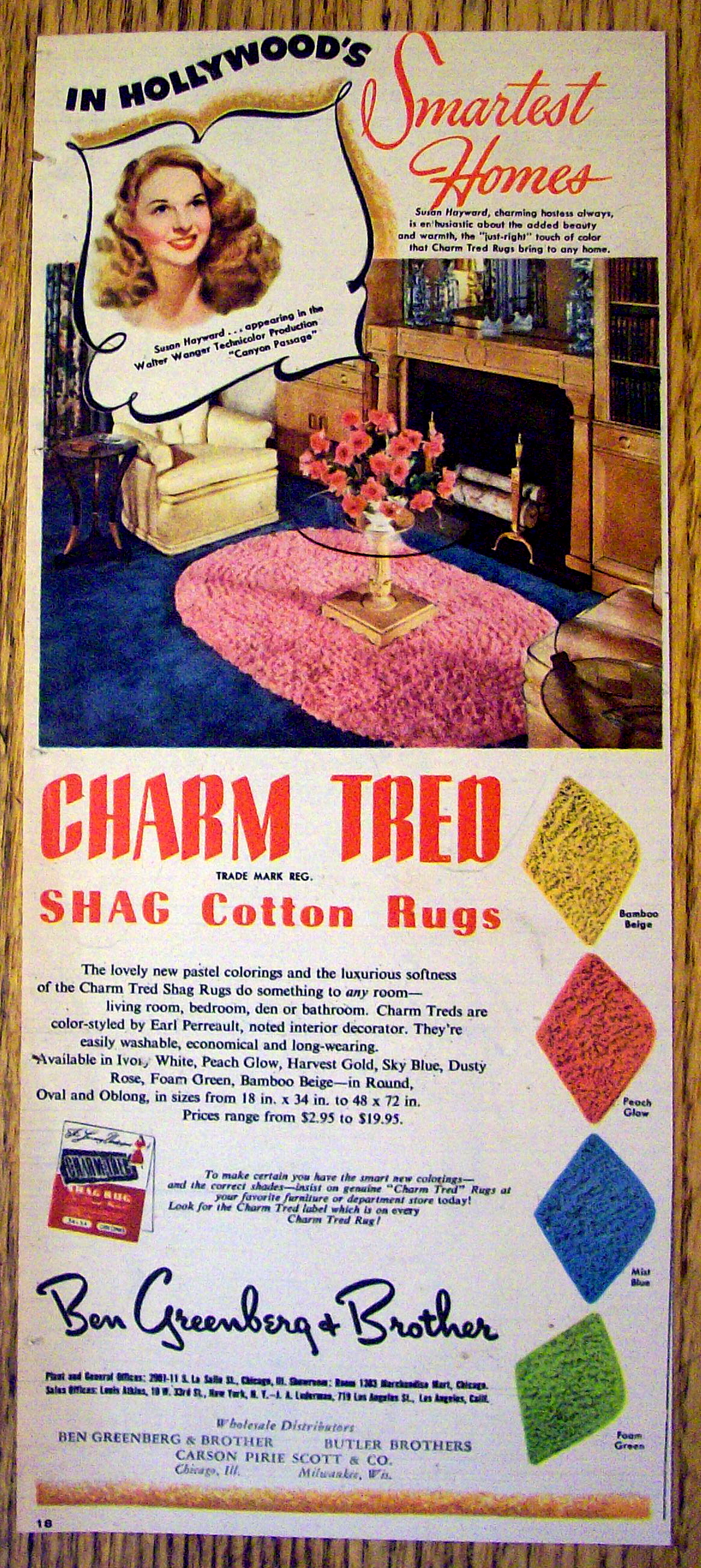 1946 Charm Tred Shag Rugs with Susan Hayward