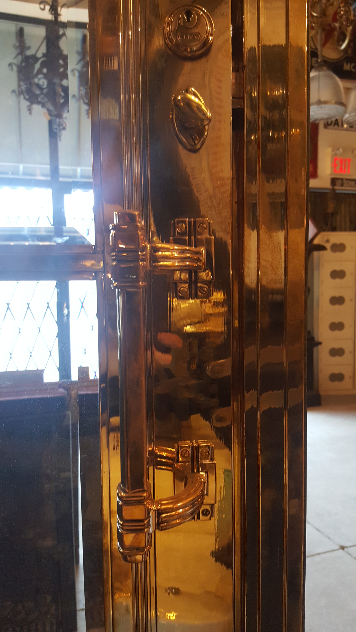 Bank Door With Frame In Solid Brass