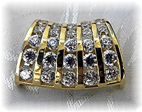14K Gold 2 Ct CZ Omega Slide Pendant
