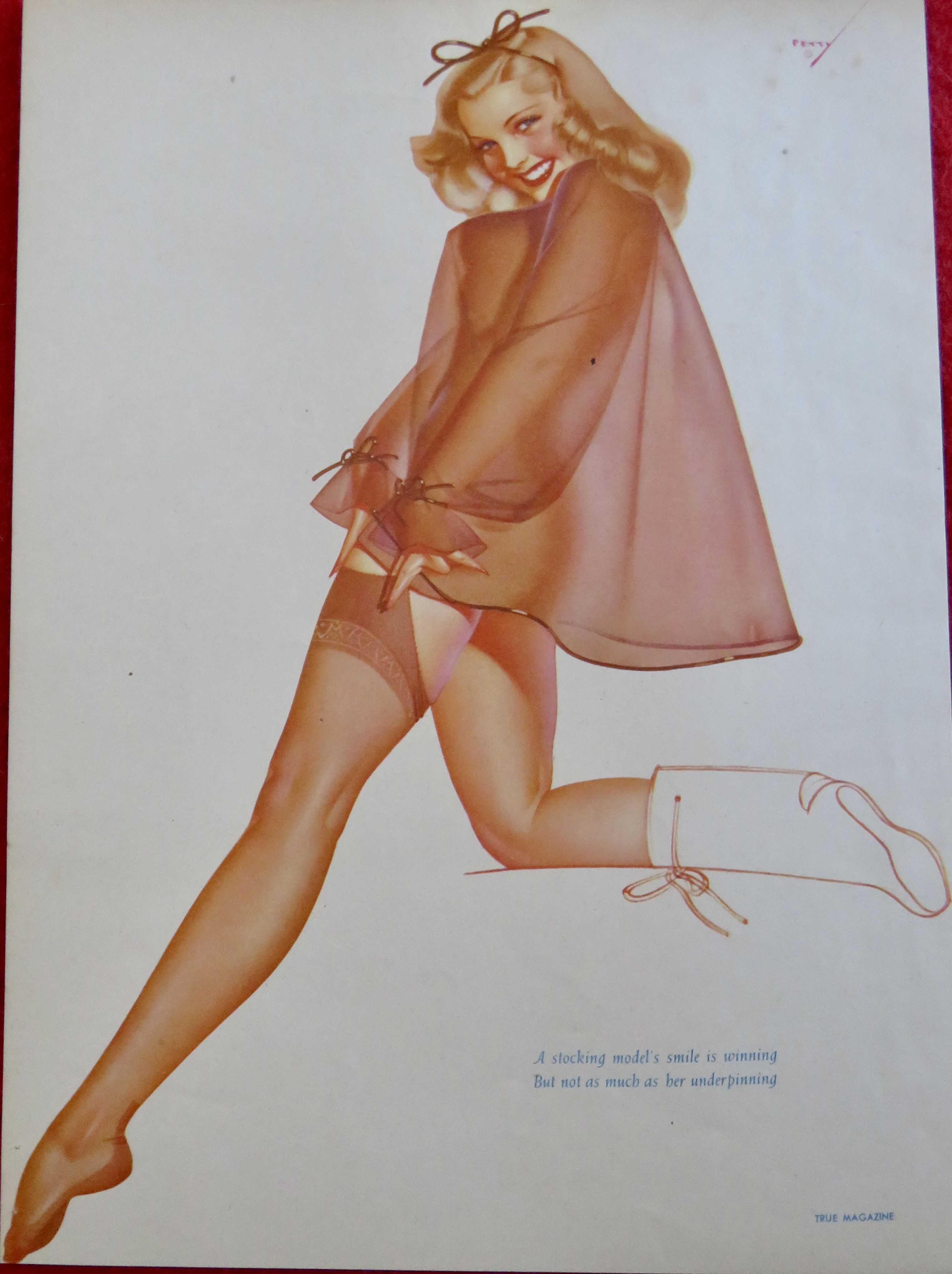 1940's Sexy George Petty Girl Pin Up Girl In Red