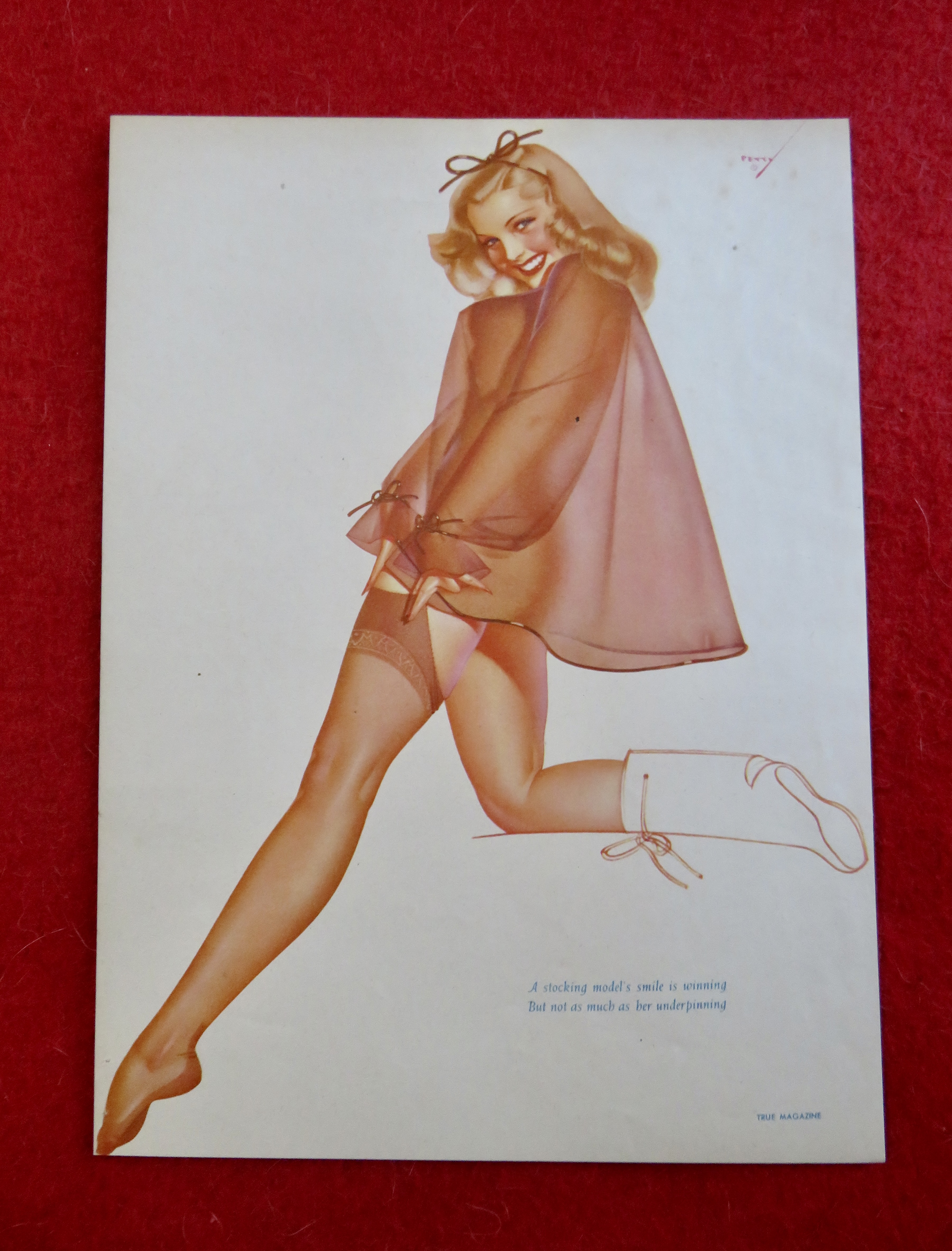 1940's Sexy George Petty Girl Pin Up Girl In Red