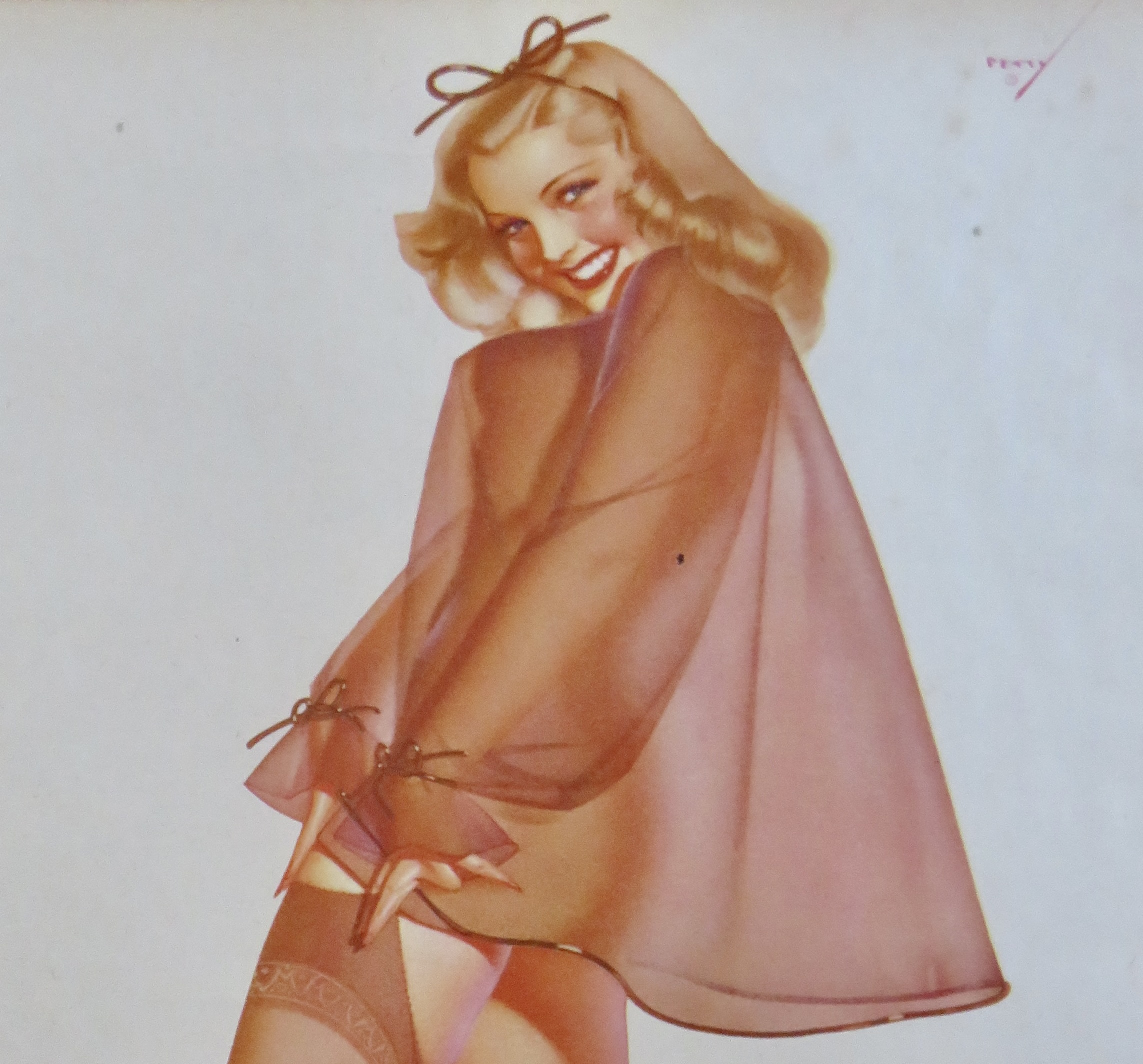 1940's Sexy George Petty Girl Pin Up Girl In Red
