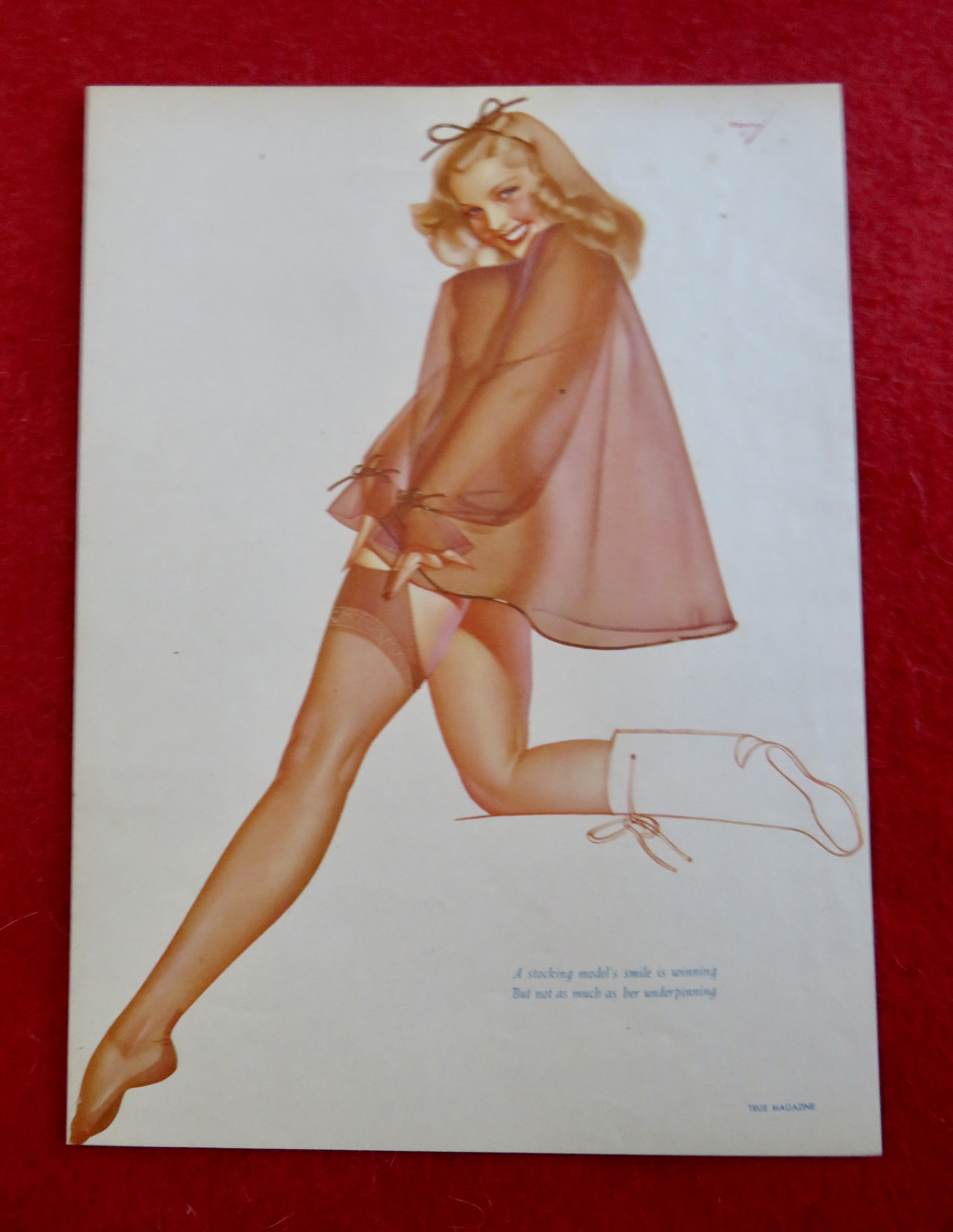 1940's Sexy George Petty Girl Pin Up Girl In Red