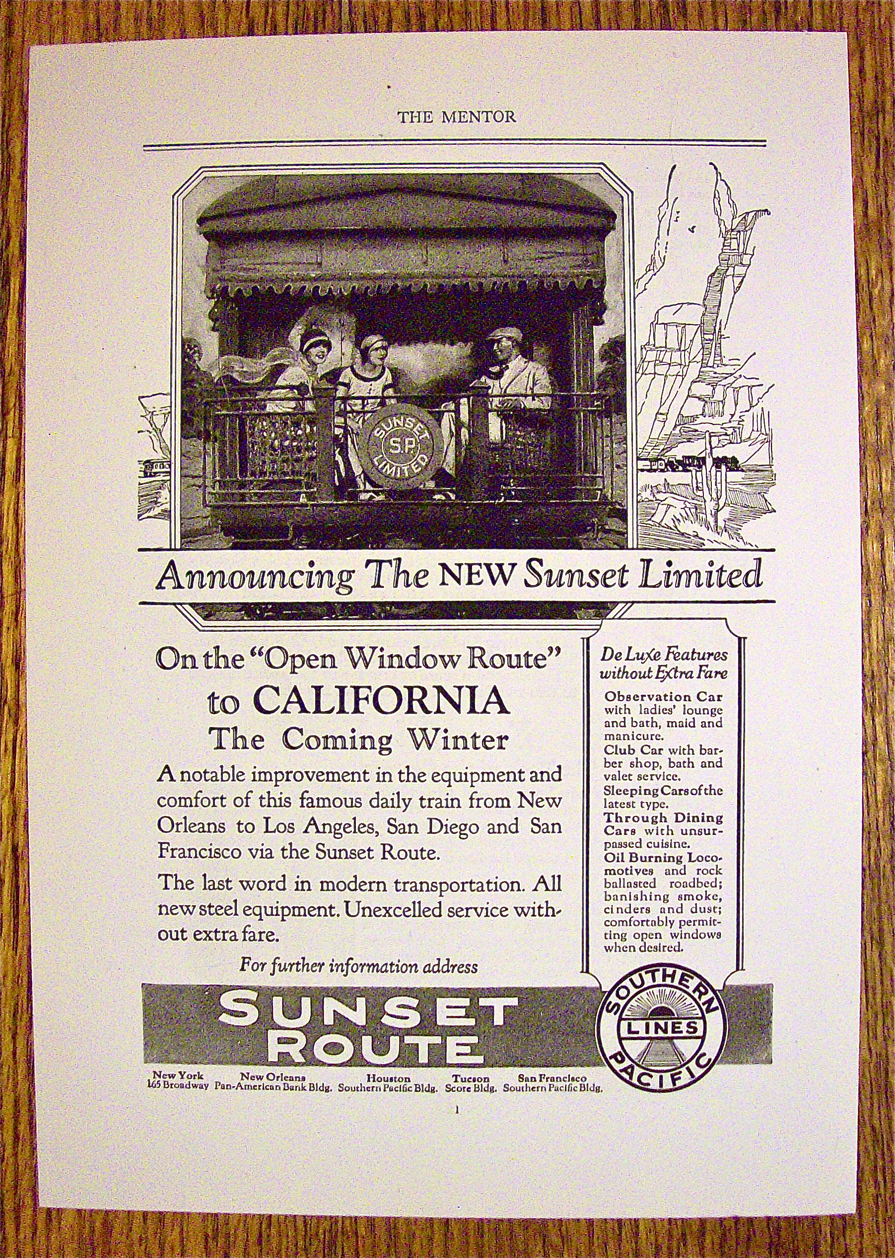 1924 Southern Pacific Lines with Sunset Route