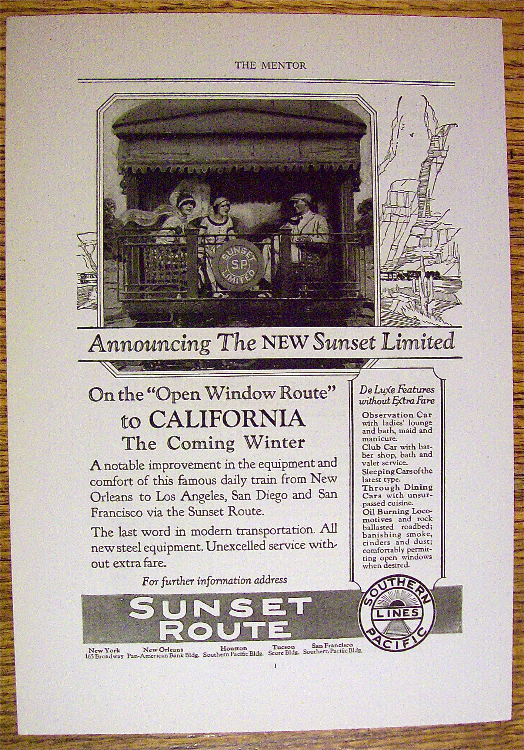 1924 Southern Pacific Lines with Sunset Route