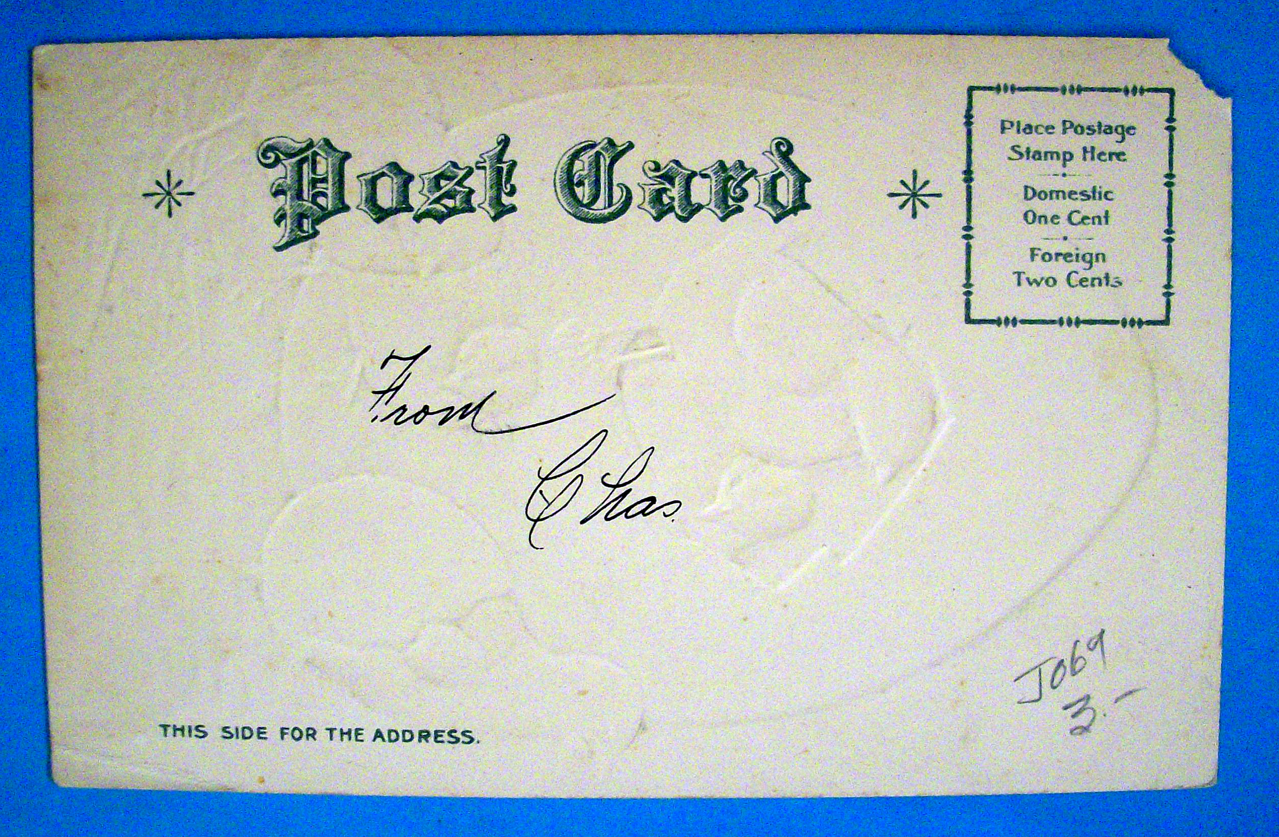 A Happy Easter Postcard w/Embossed Design of 4 Chicks