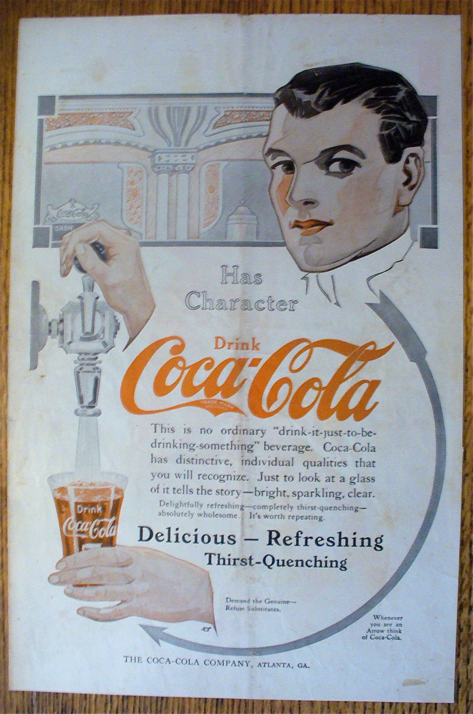 1913 Coca-Cola (Coke) with Man Filling Glass with Soda