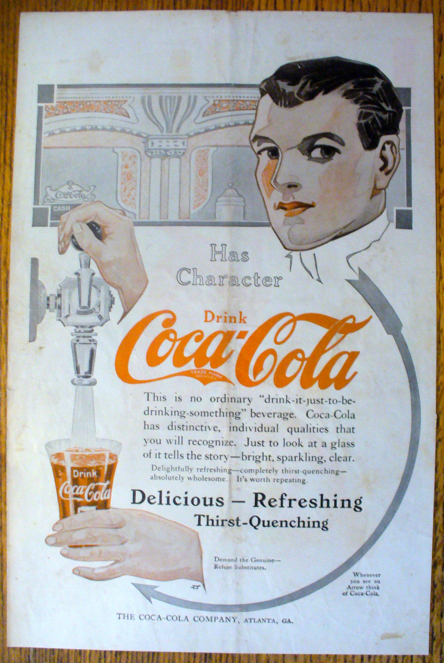 1913 Coca-Cola (Coke) with Man Filling Glass with Soda