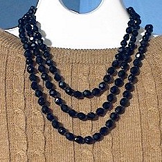 58 Inch Hand Knotted French Jet/Glass Beads