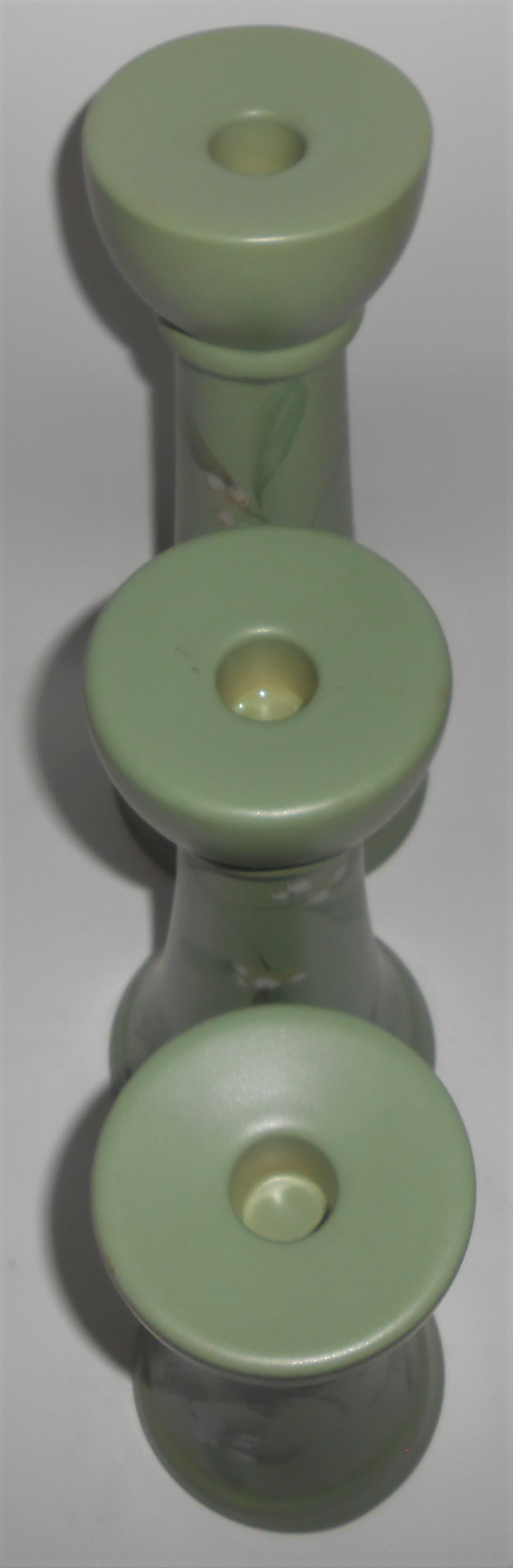 Pfaltzgraff Pottery Winterwood Green Set/3 Candlestick