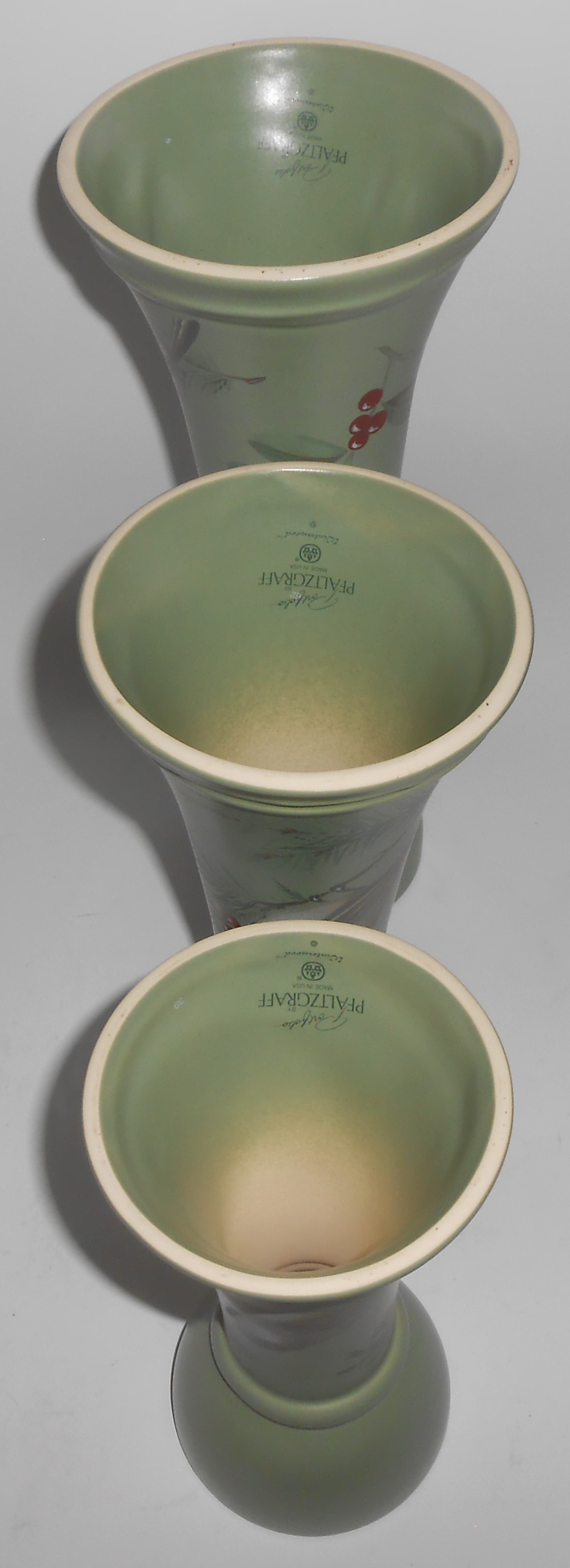 Pfaltzgraff Pottery Winterwood Green Set/3 Candlestick