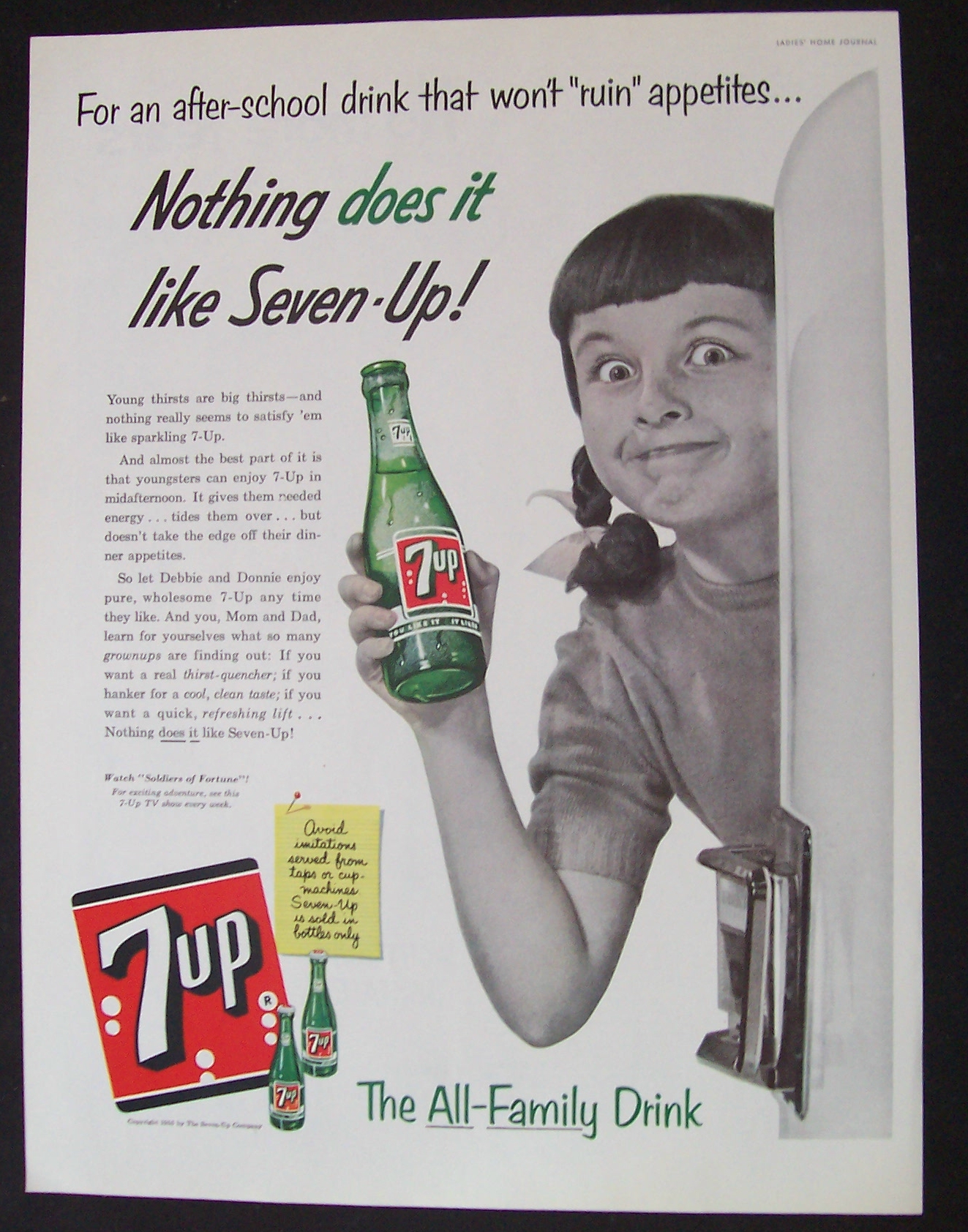 1955 7 Up (Seven Up) w/Girl Peeking Around Refrigerator