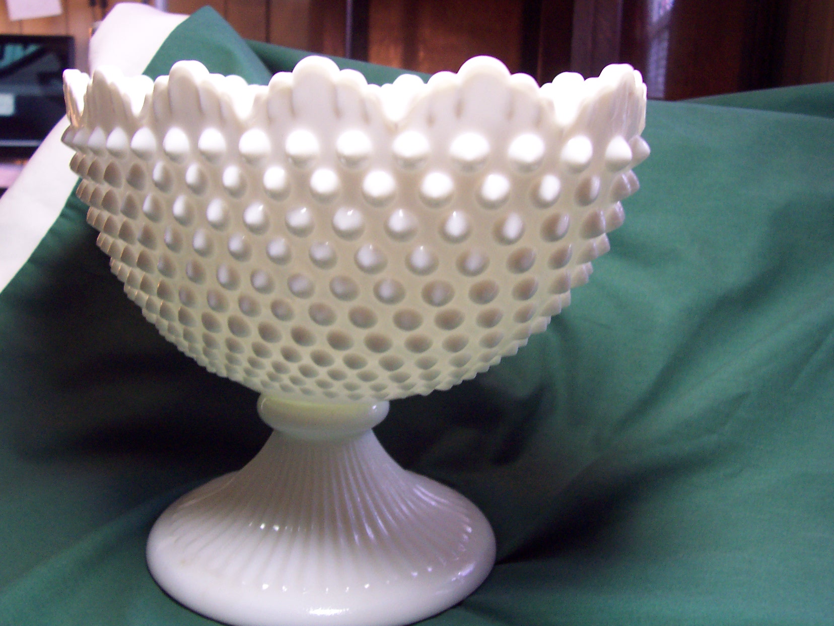 Fenton Hobnail Milk Glass Compote