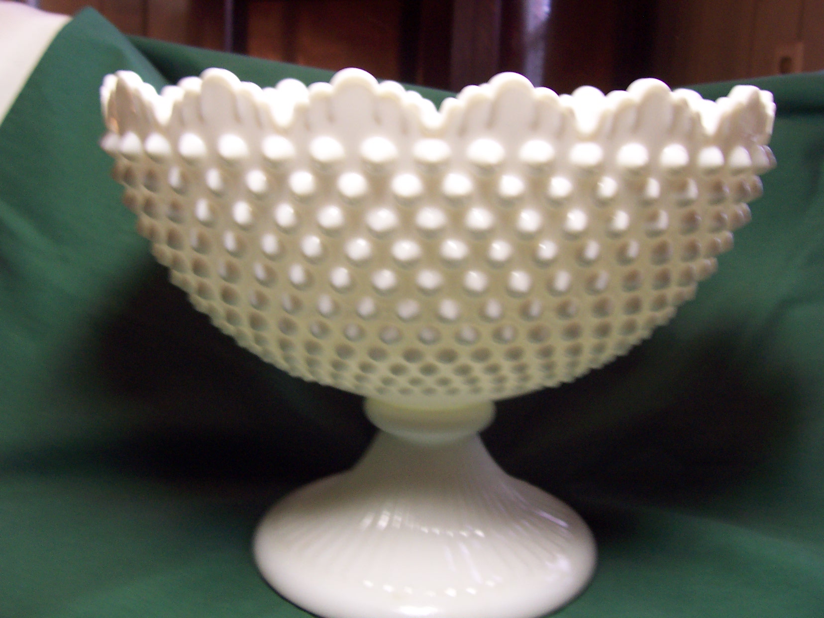 Fenton Hobnail Milk Glass Compote