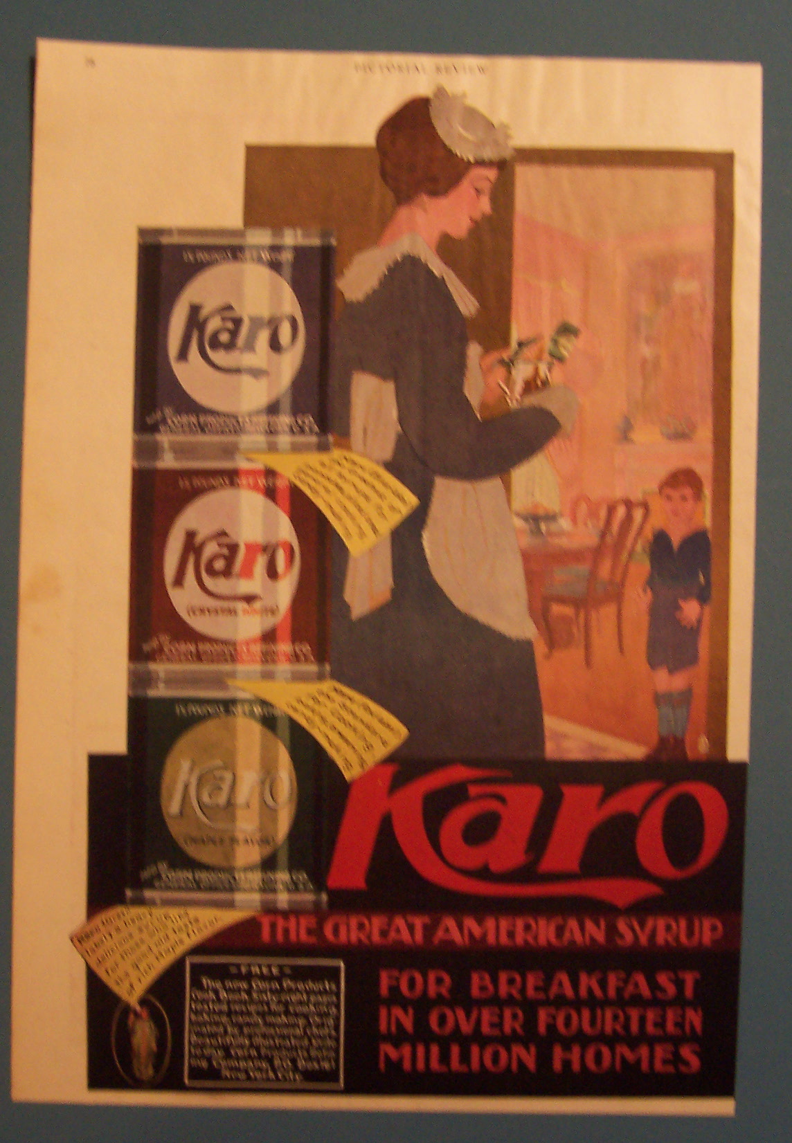 1919 Karo Syrup with Woman Carrying Pitcher
