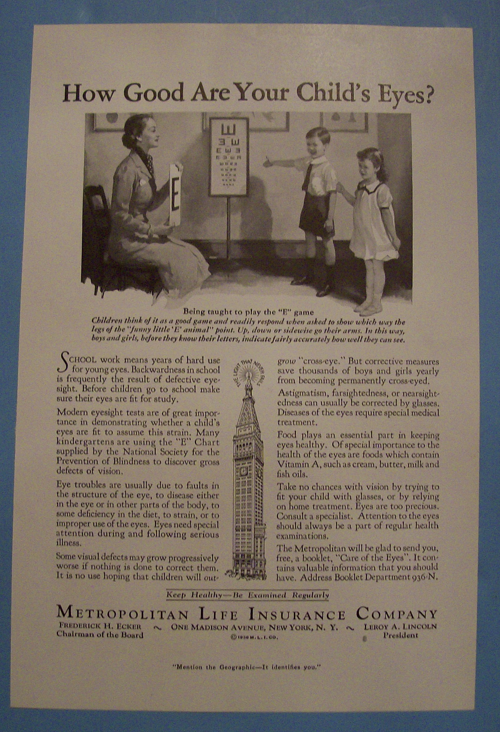 1936 Metropolitan Life Insurance Company w/Mom & Kids